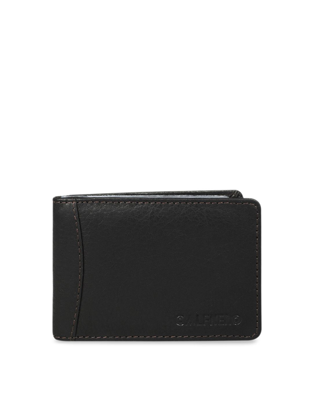 CALFNERO Unisex Brown Solid Leather Card Holder Price in India