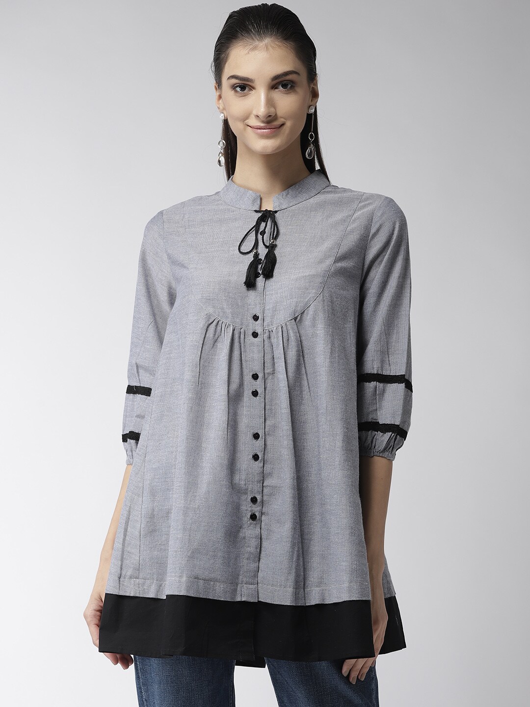 Style Quotient Grey Solid Tunic Price in India