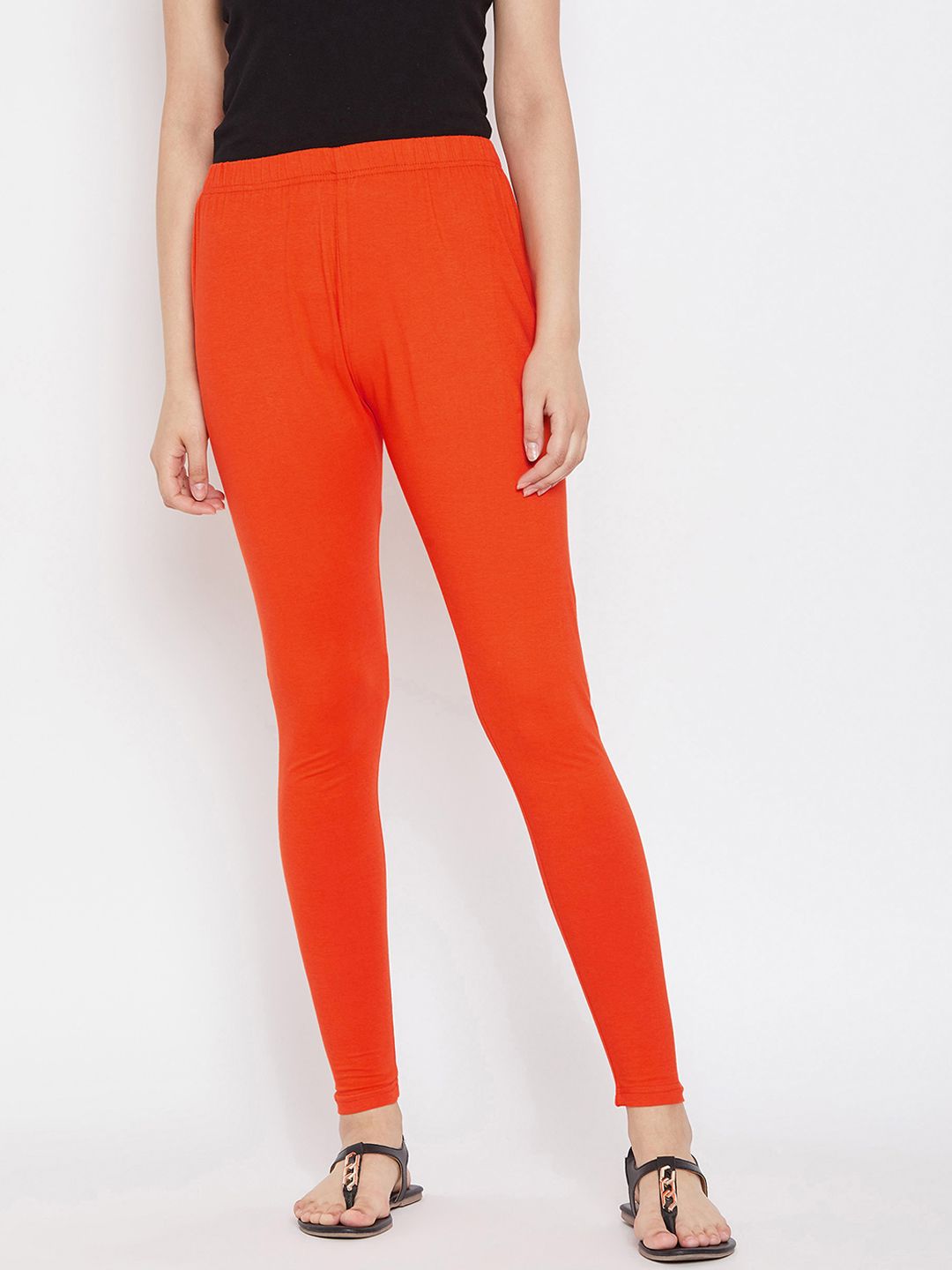 Camey Women Orange Solid Ankle-Length Leggings Price in India