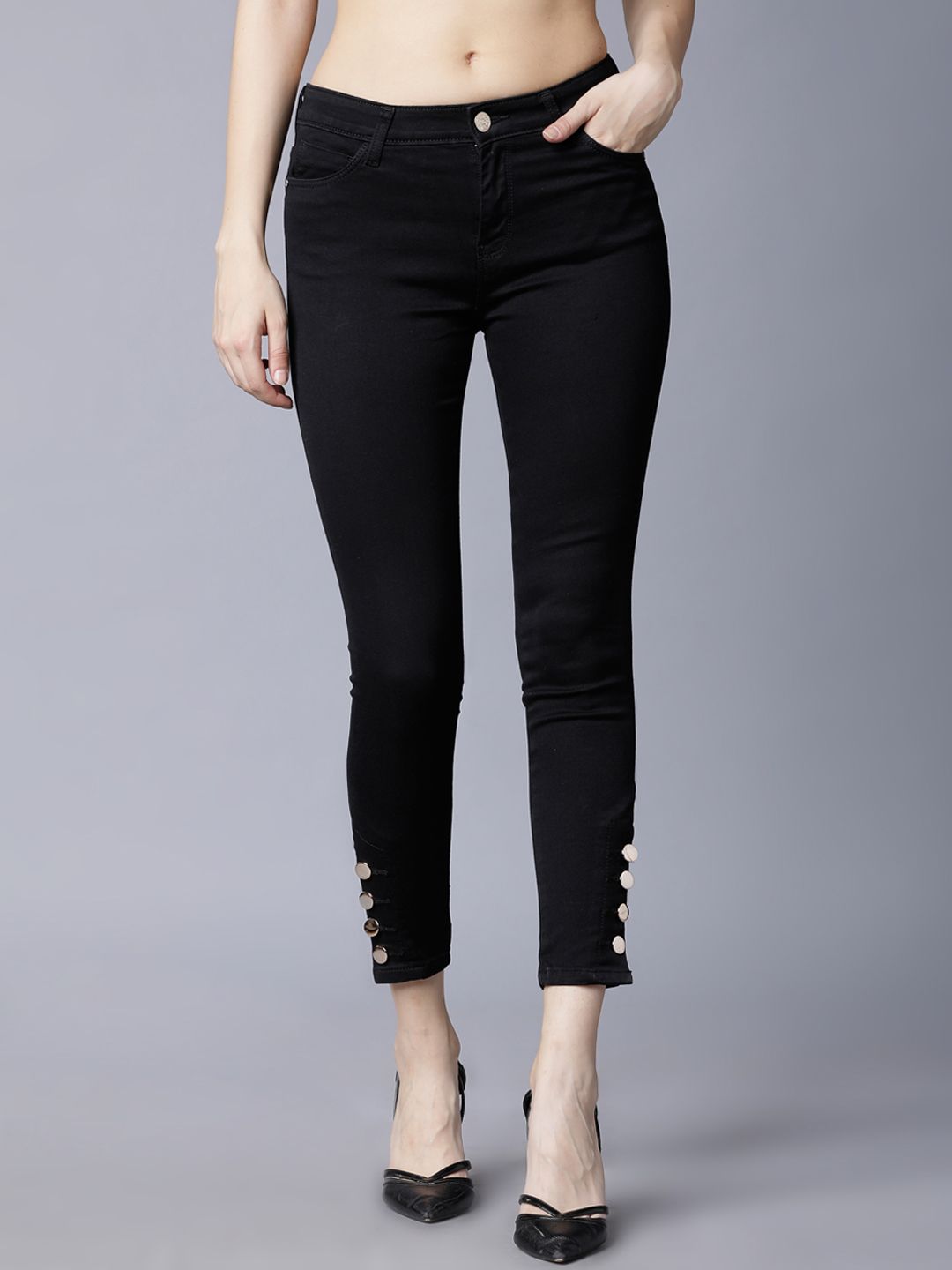 Tokyo Talkies Women Black Skinny Fit Mid-Rise Clean Look Stretchable Jeans Price in India