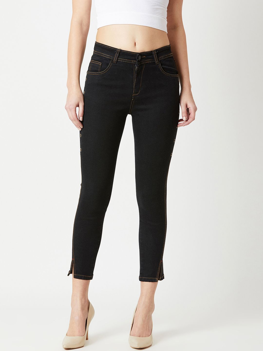 Miss Chase Women Black Skinny Fit High-Rise Clean Look Jeans Price in India