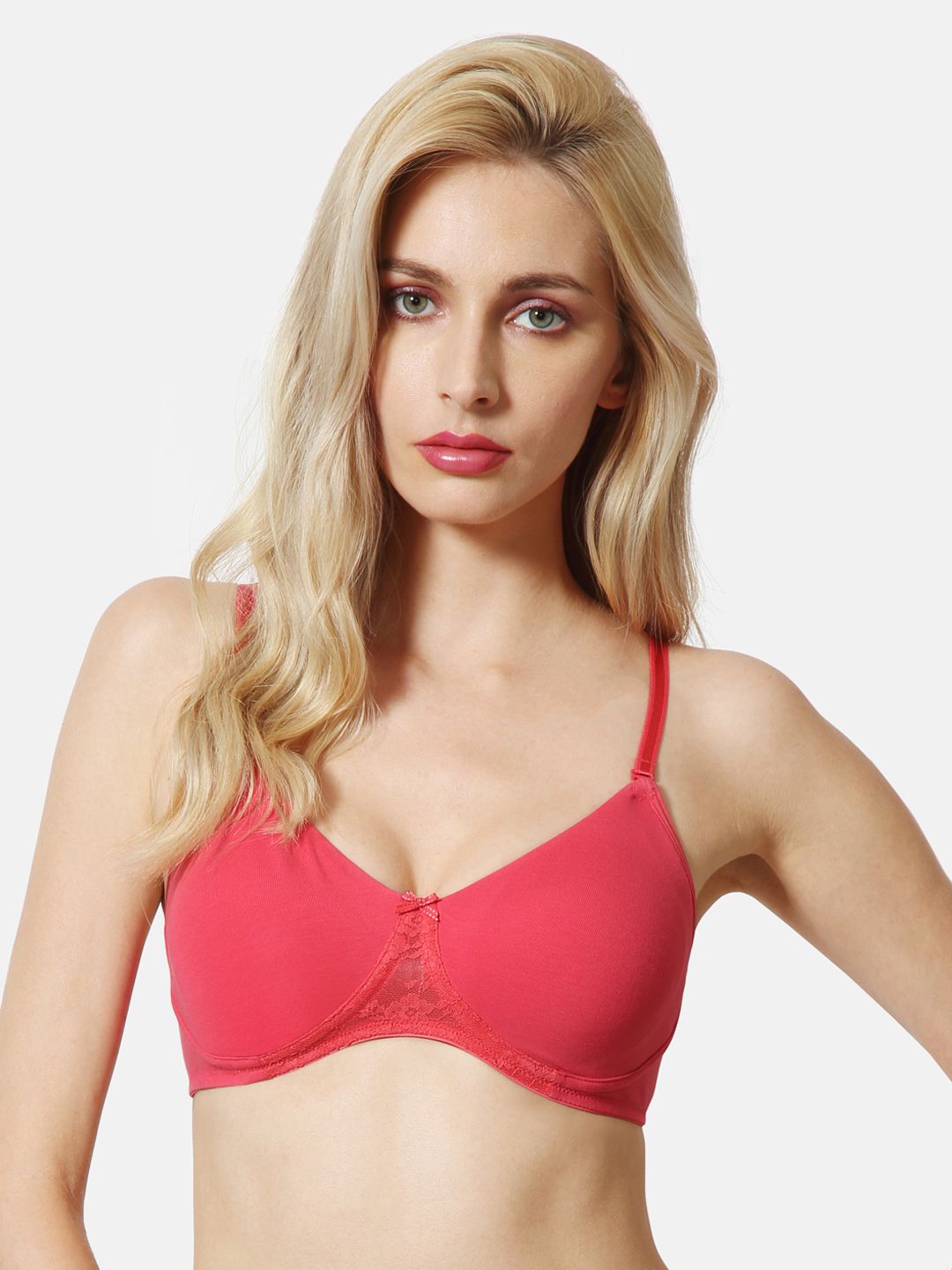 Van Heusen Coral Red Solid Non-Wired Non Padded Seamless Shaper Bra ILIBR1CSSWW1211001 Price in India