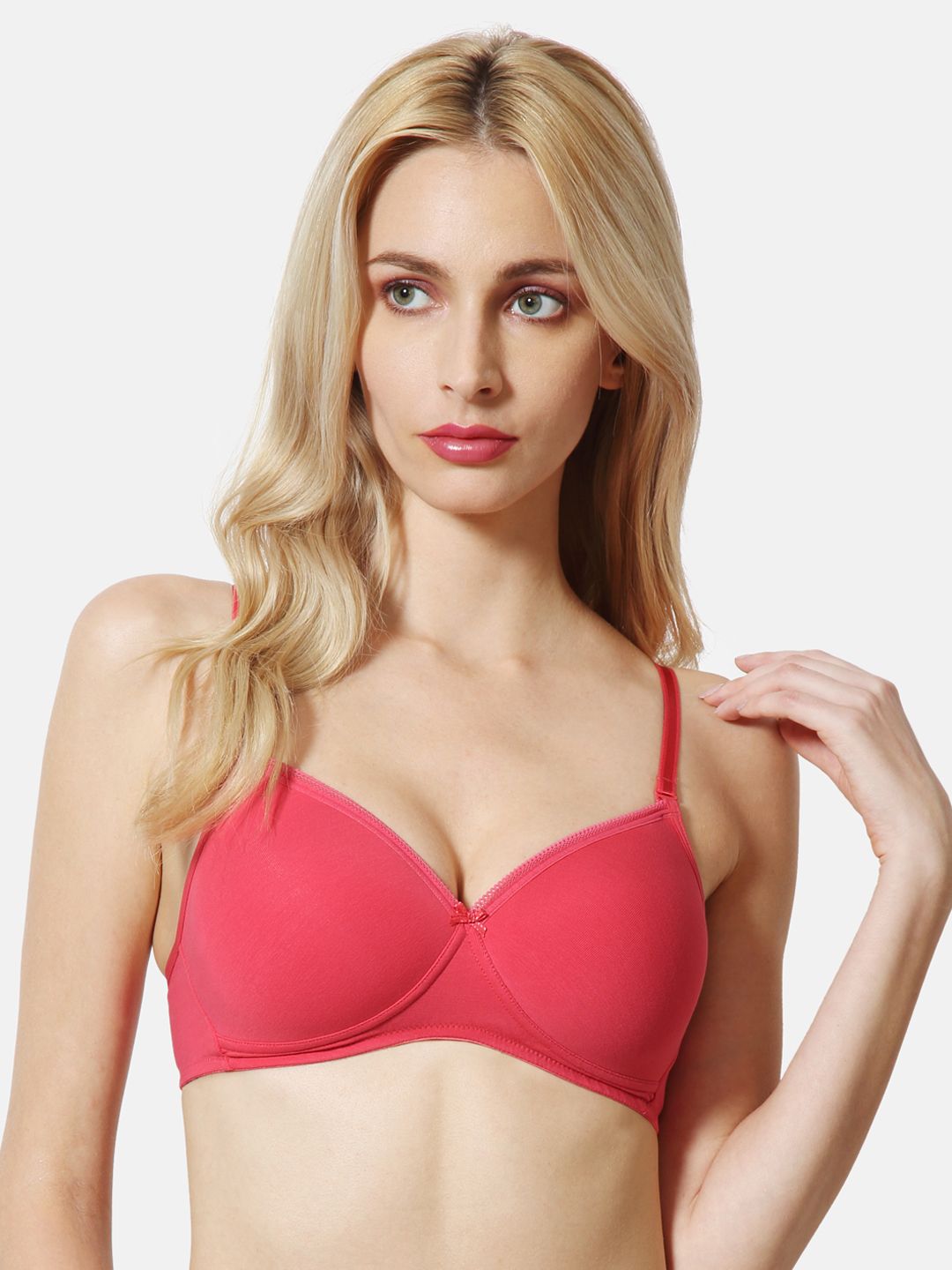 Van Heusen Coral Pink Solid Non-Wired Lightly Padded Everyday Bra ILIBR1CSSWW1211002 Price in India