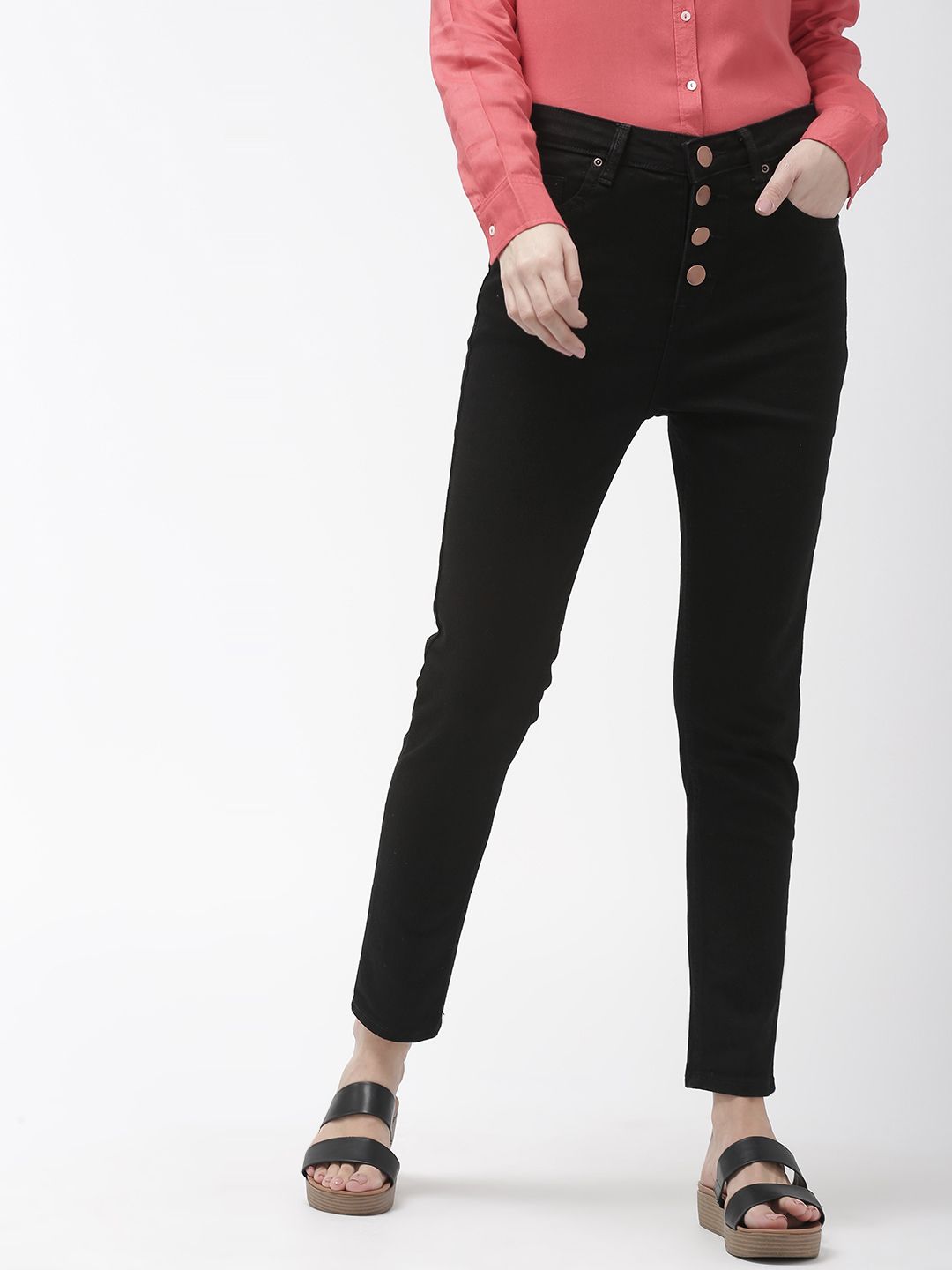 Mast & Harbour Women Black Skinny Fit High-Rise Clean Look Stretchable Jeans Price in India