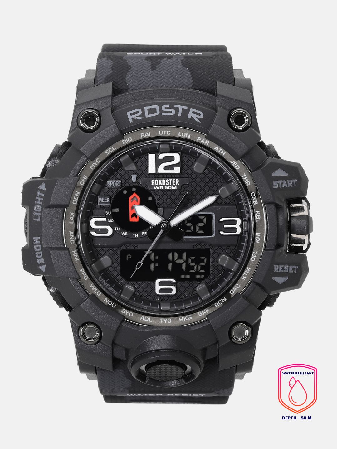 The Roadster Lifestyle Co Men Black Multi Function Analogue and Digital Watch MFB-PN-SM-1545