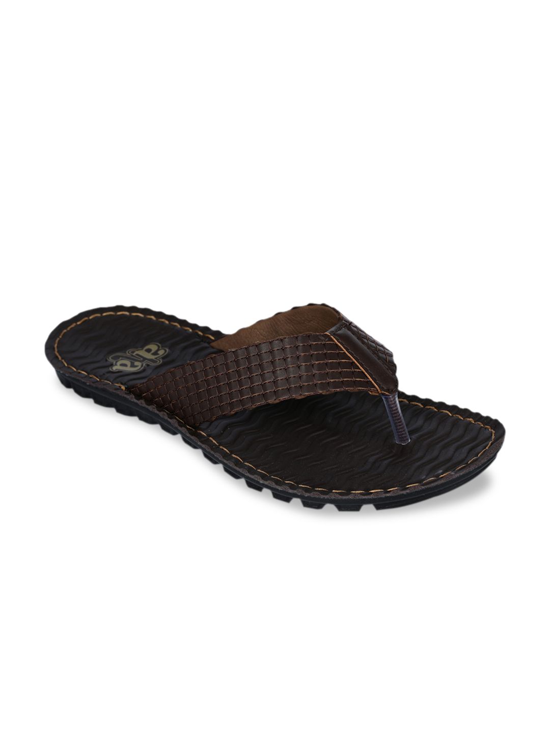 Liberty Men Brown Self Design Slip-On