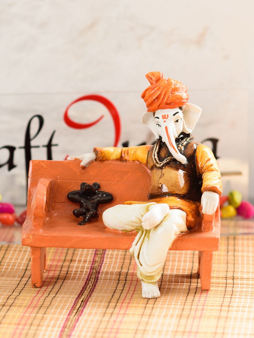 eCraftIndia Multicoloured Sitting Ganesha Statue Showpiece Price in India