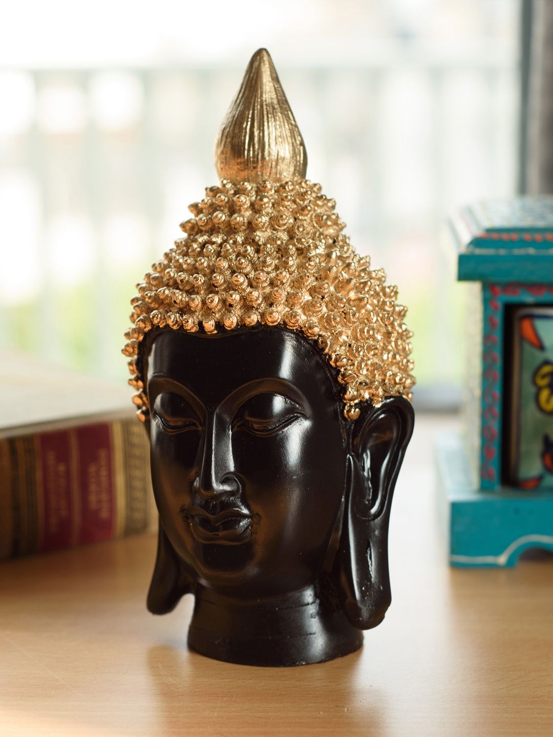 eCraftIndia Brown & Gold-Toned Buddha Head Showpiece Price in India