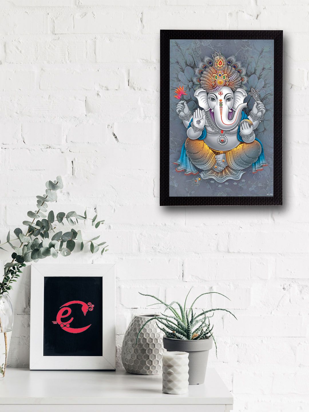 eCraftIndia Multicoloured Lord Ganesha UV Wall Art Price in India