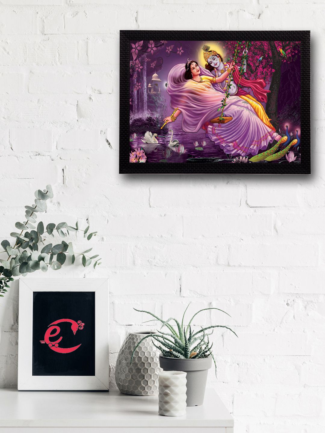 eCraftIndia Multicoloured Radha Krishna UV Wall Art Price in India