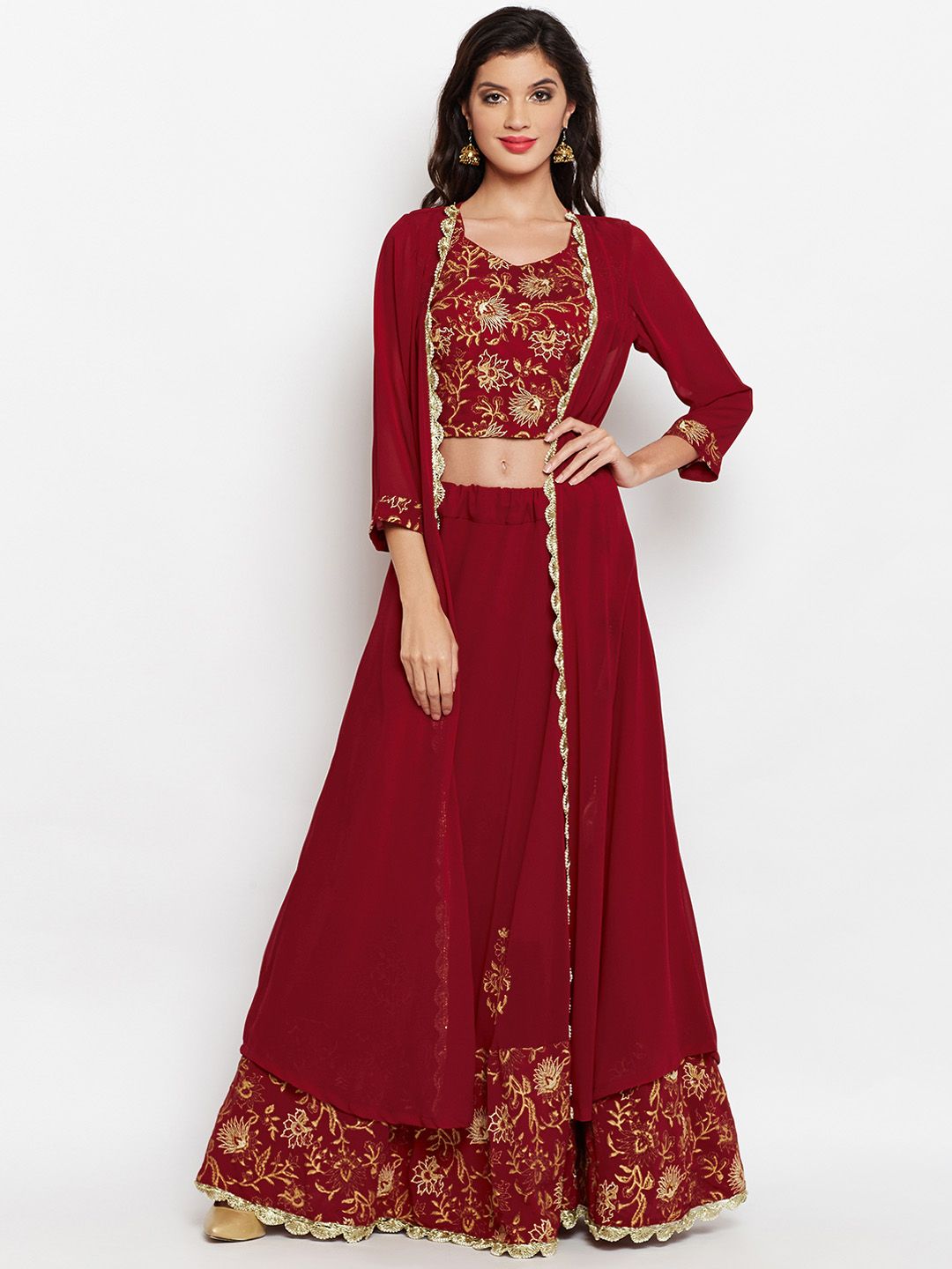 studio rasa Maroon Ready to Wear Lehenga with Blouse