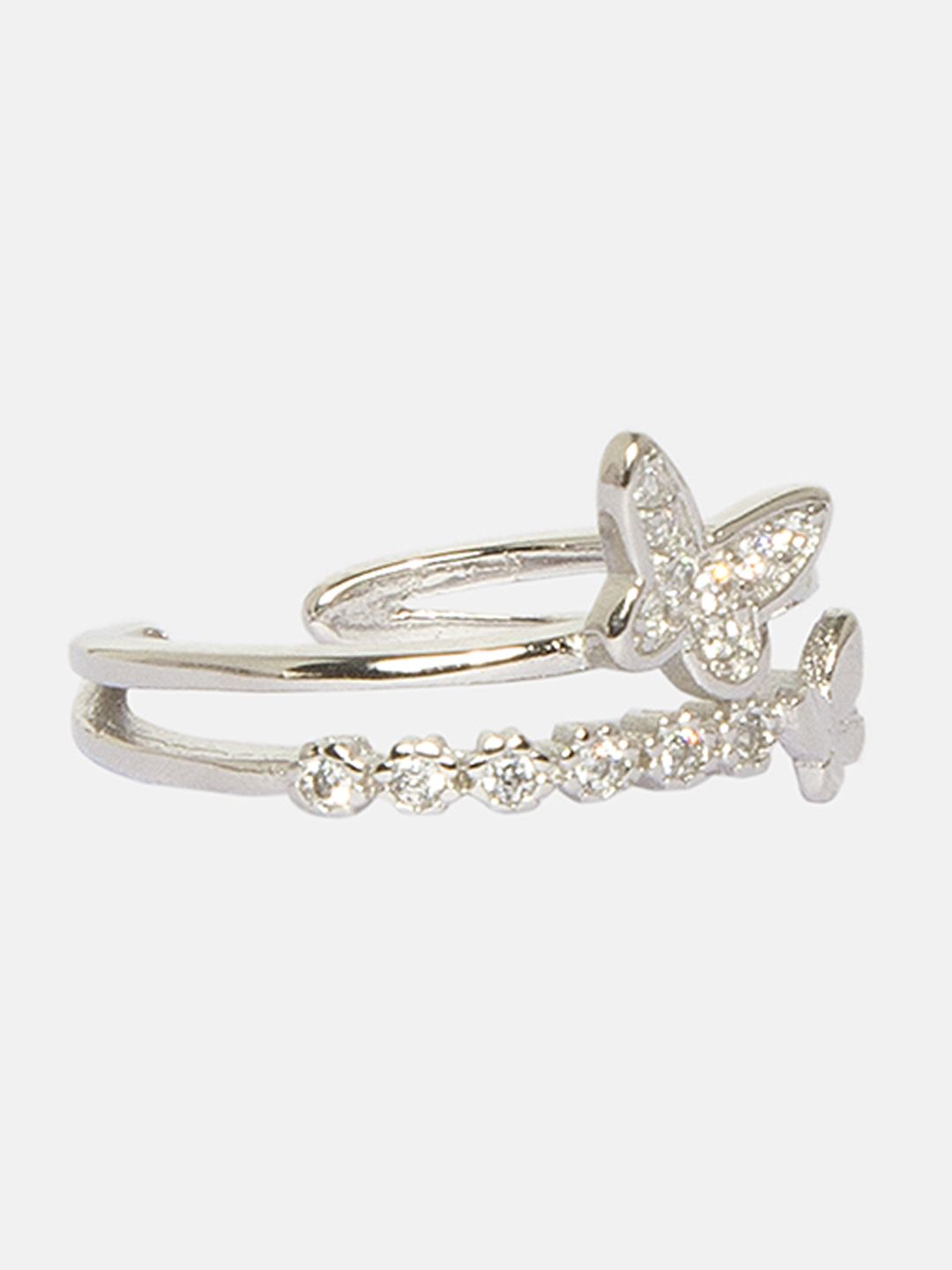Ferosh White Butterfly Stone-Studded Ring Price in India