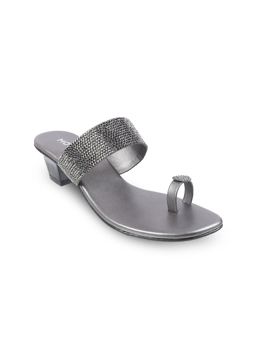 Mochi Women Grey Solid Sandals Price in India