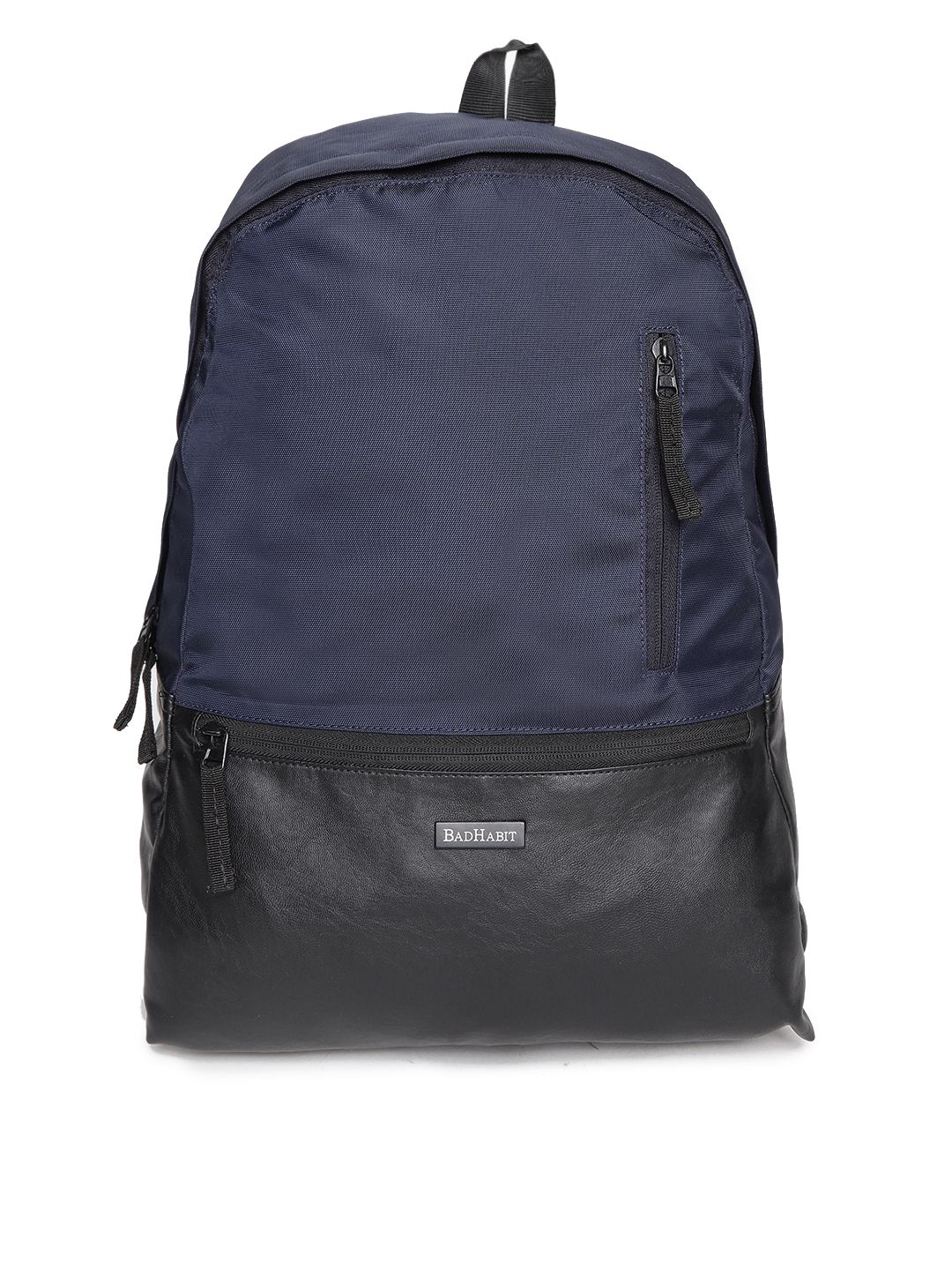 BAD HABIT Unisex Navy Blue & Black Colourblocked Laptop Backpack Price in India