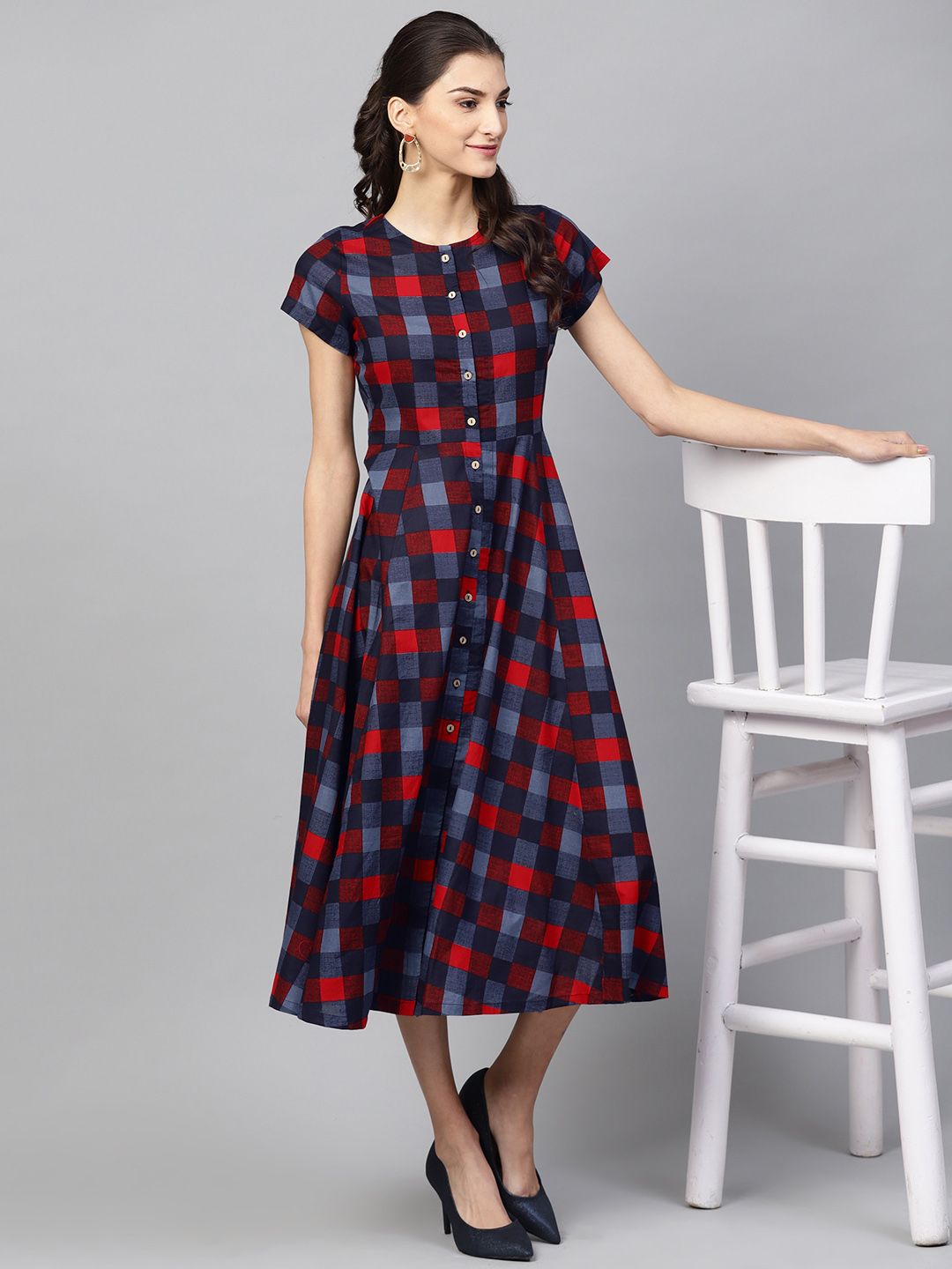 checked a line dress