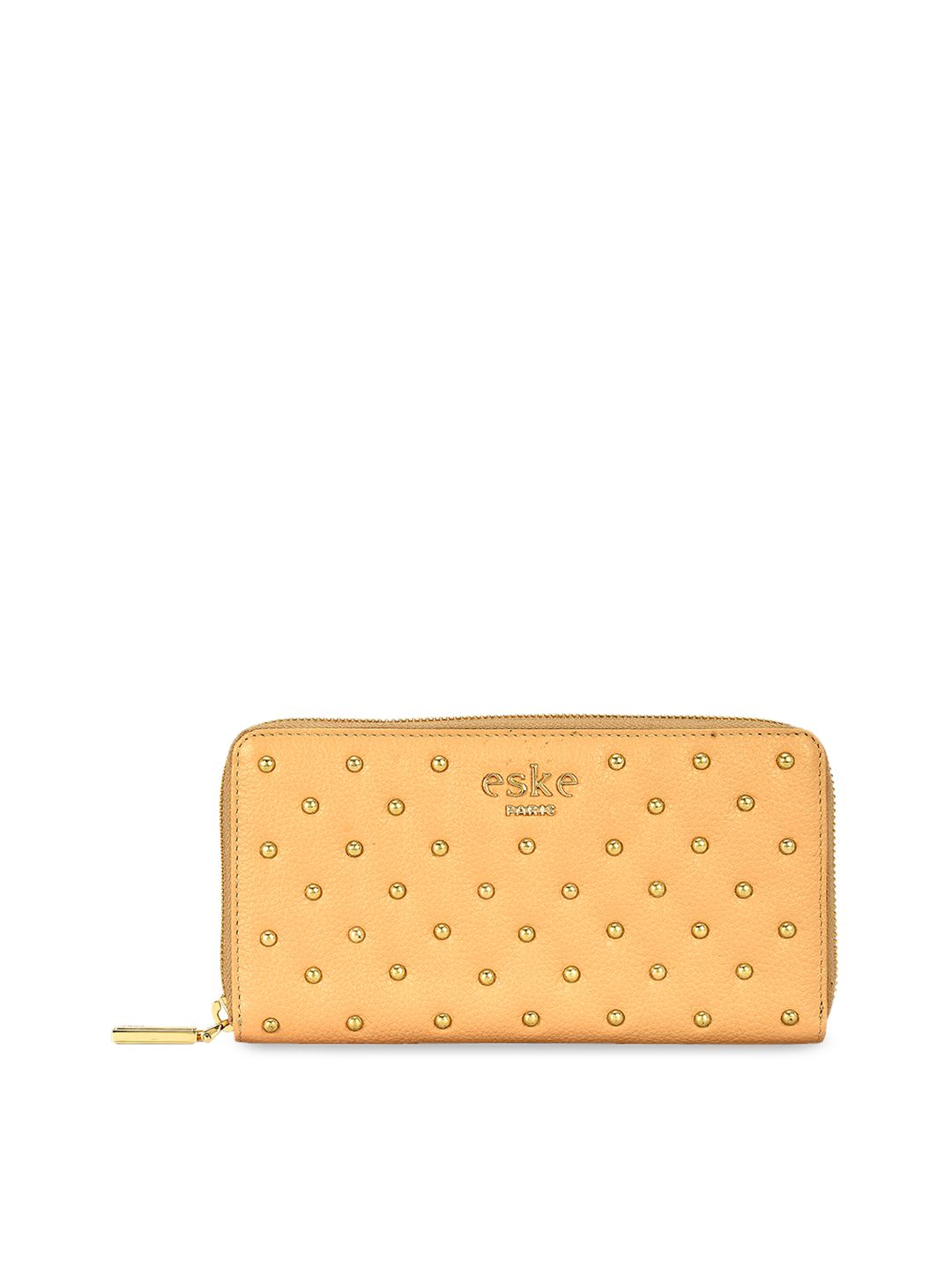 Eske Women Beige Embellished Leather Zip Around Wallet Price in India