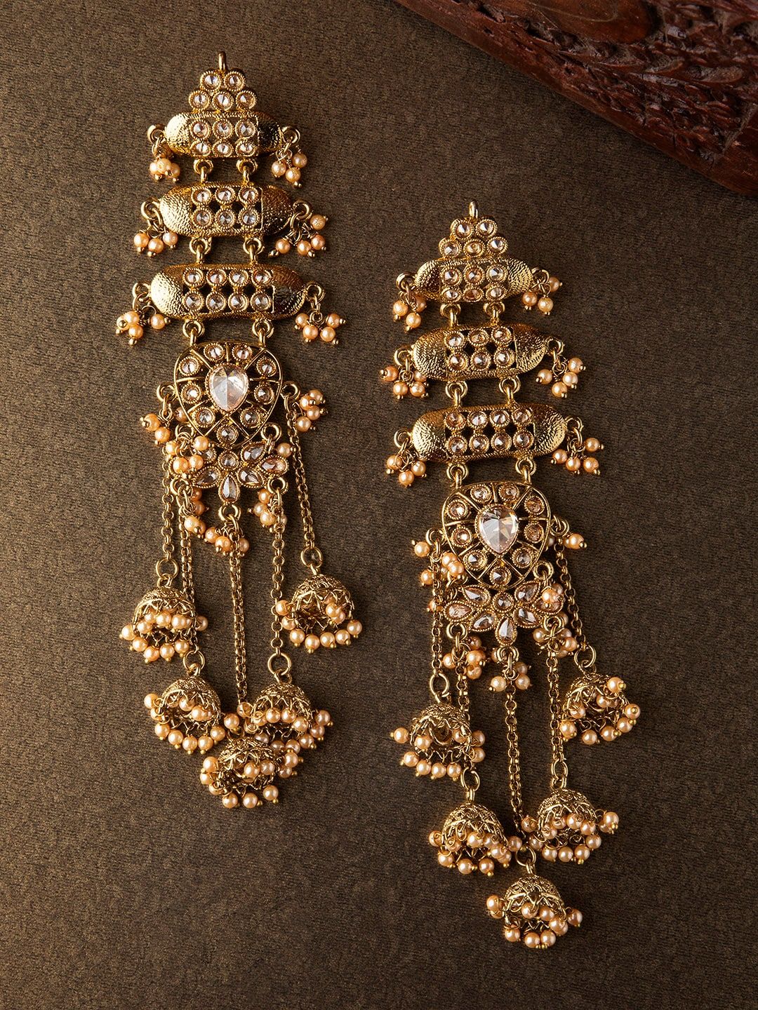 Rubans Gold-Toned Dome Shaped Jhumkas Price in India