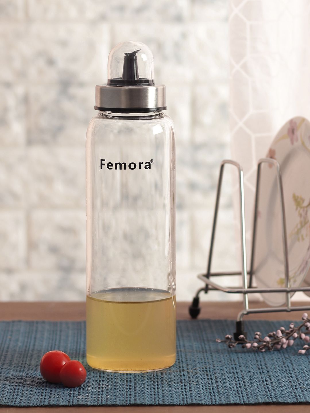 Femora Set of 2 Transparent Borosilicate Glass Bottle Oil Dispensers Price in India