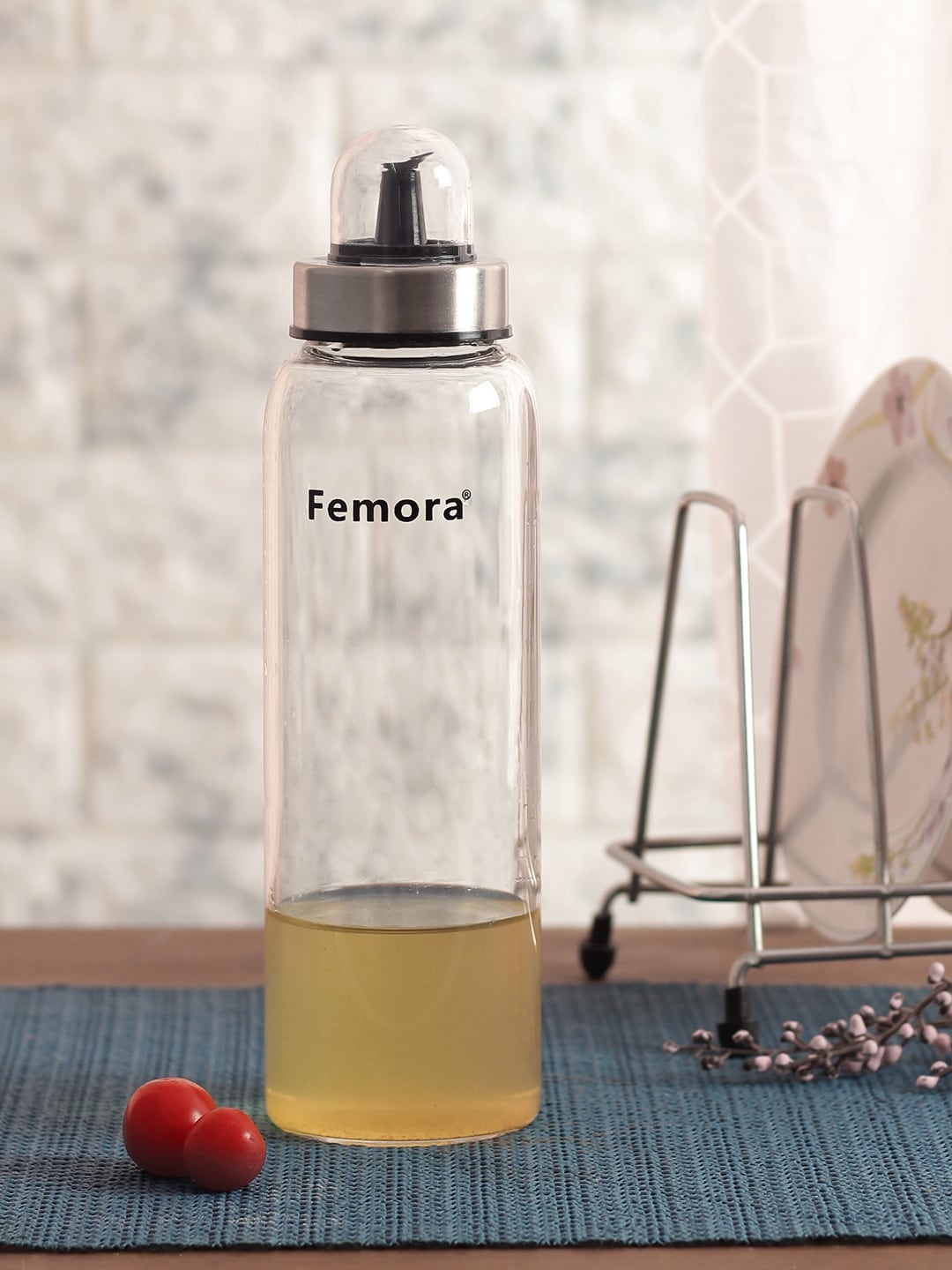 Femora Set of 3 Transparent Borosilicate Glass Bottle Oil Dispensers Price in India