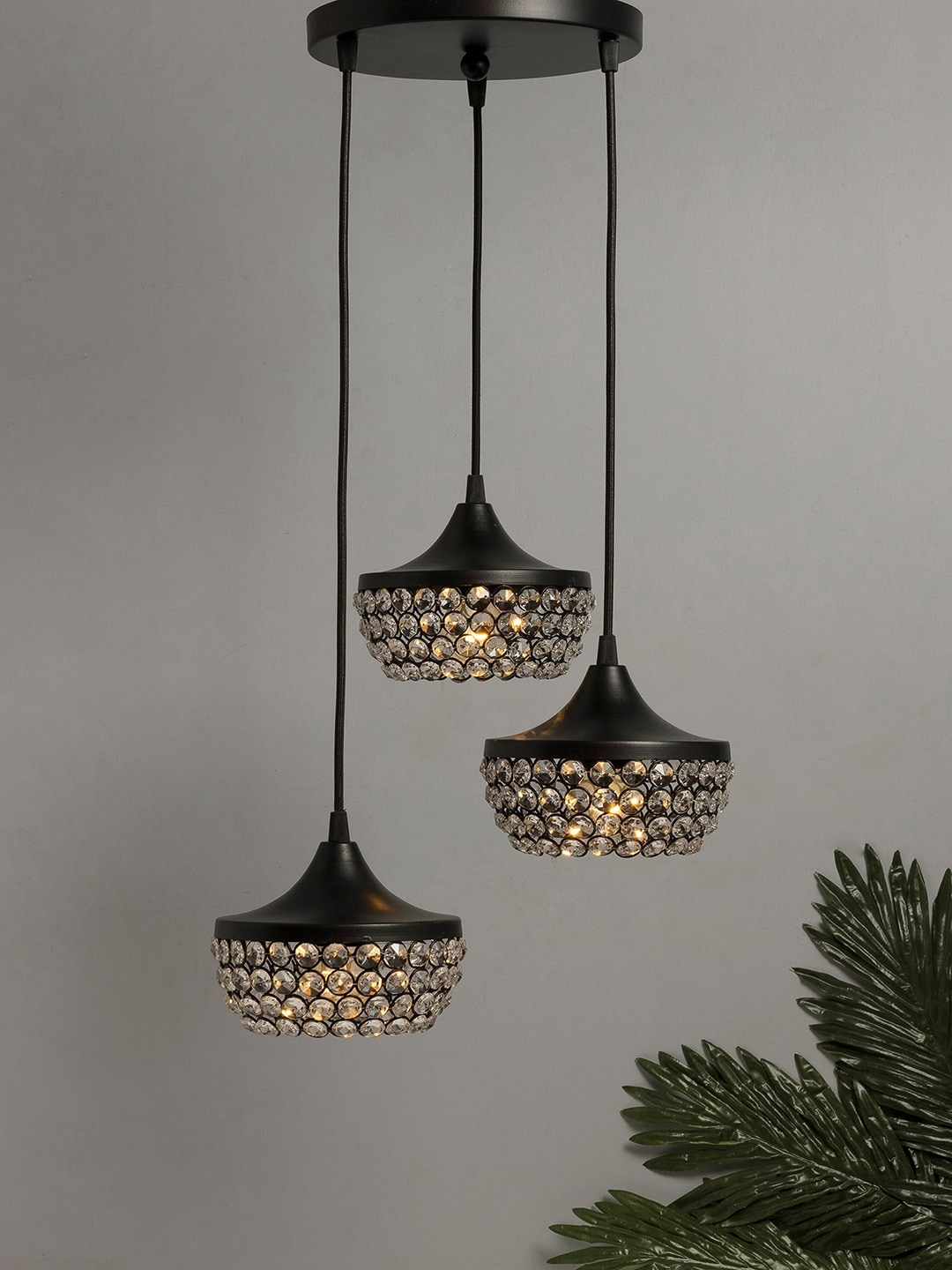 Homesake Black Textured Handcrafted Cluster Lights Price in India