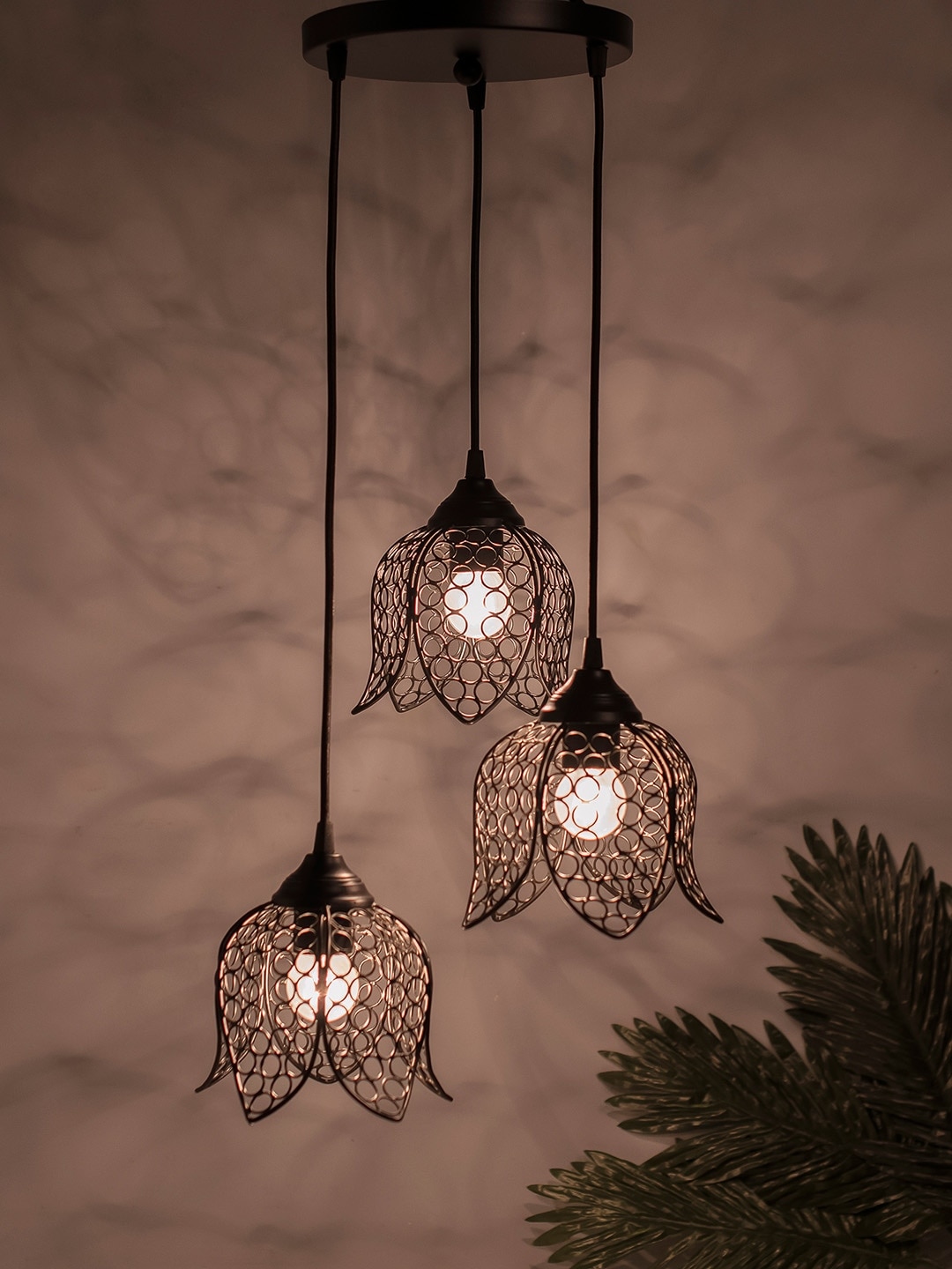 Homesake Black Textured Handcrafted Cluster Lights Price in India