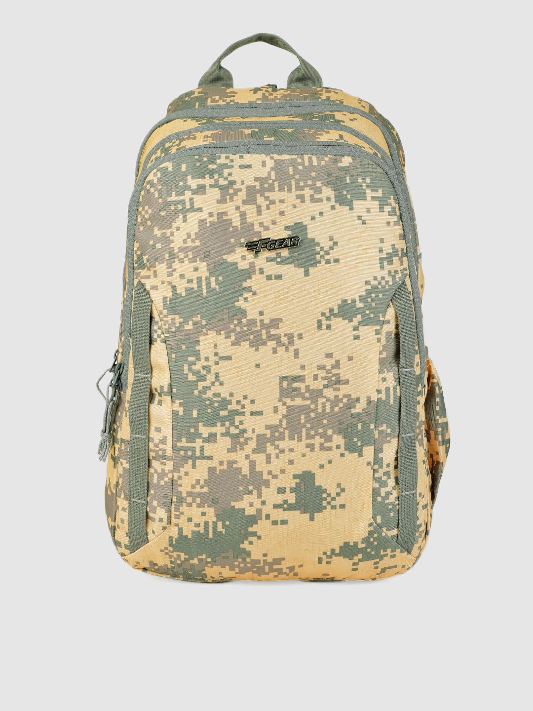F Gear Unisex Beige & Green Printed Military Raider Backpack Price in India