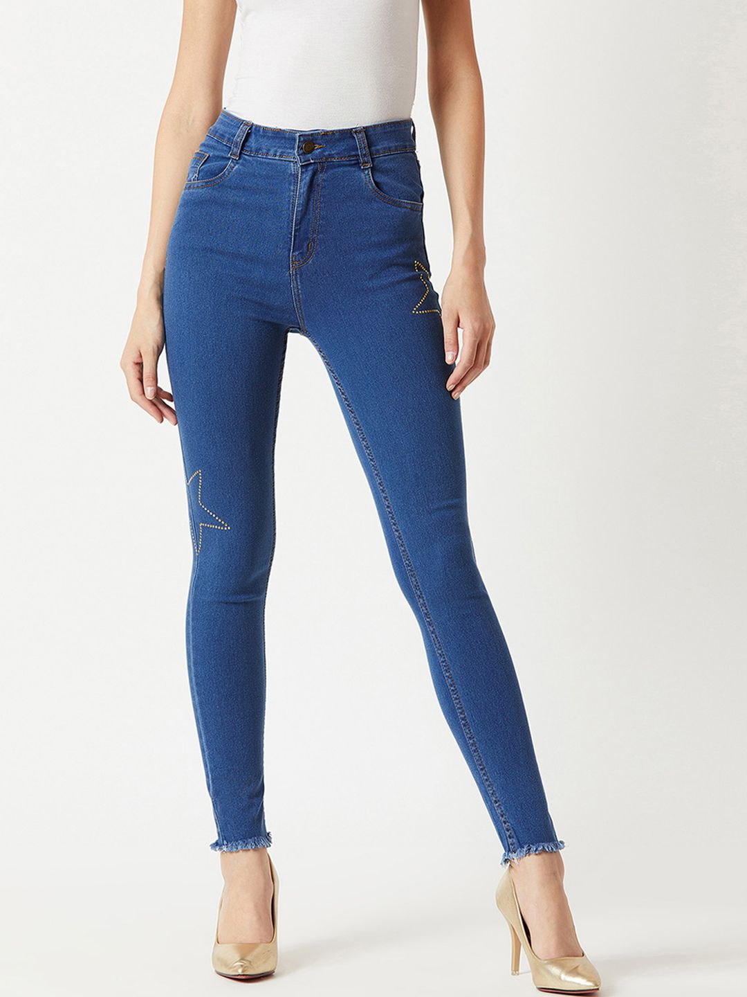 Miss Chase Women Blue Skinny Fit High-Rise Clean Look Stretchable Jeans Price in India