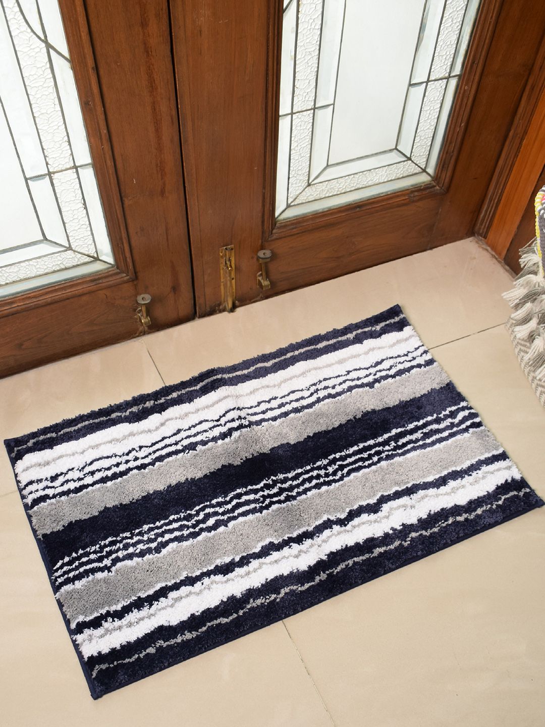 Avira Home Multicoloured Striped 1900GSM Anti-Skid Doormat with Rubber Backing Price in India