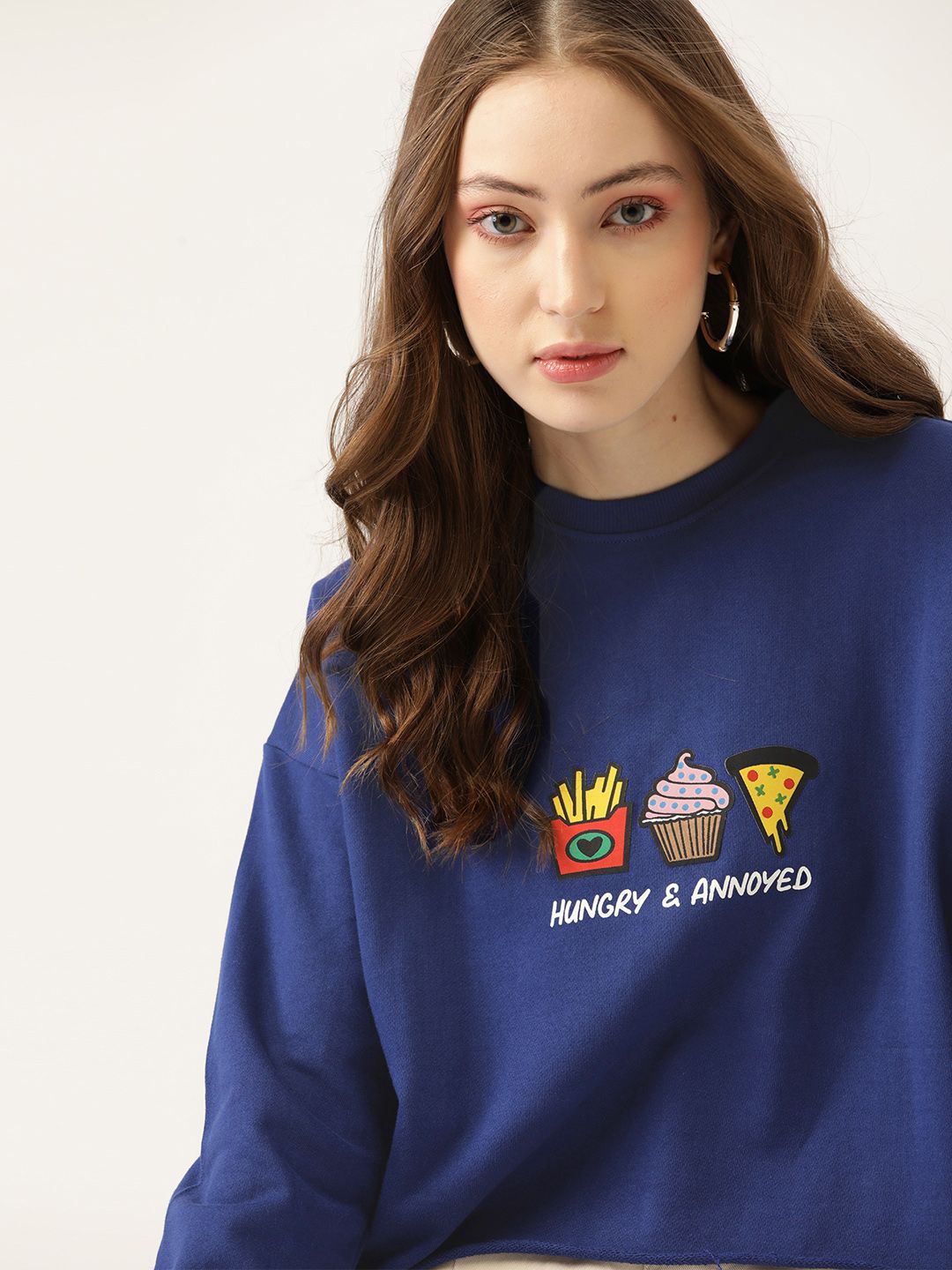 DressBerry Women Blue Printed Sweatshirt Price in India