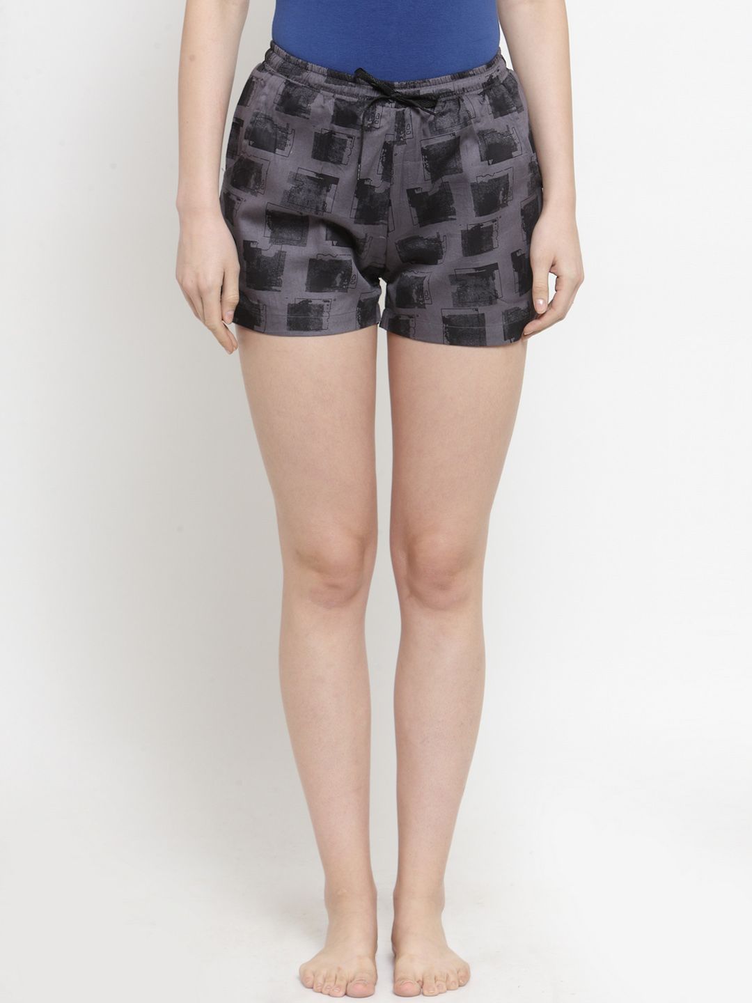 Boston Club Women Grey Printed Lounge Shorts BC-short-02 Price in India