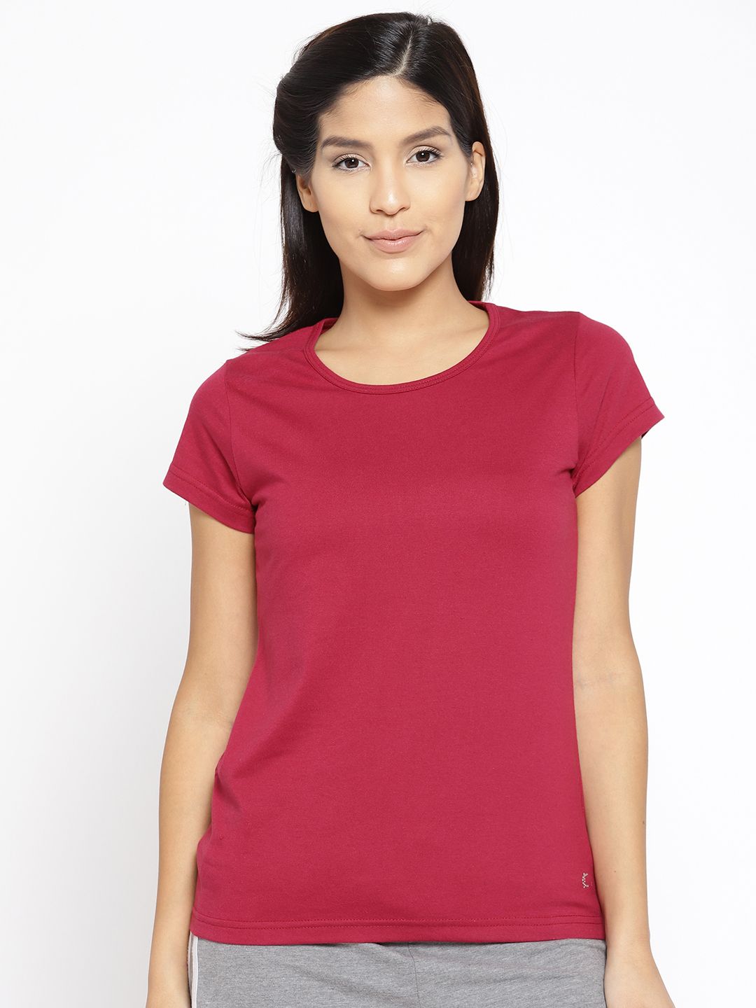Kanvin Women Maroon Solid Lounge T-shirt MJKSS107V Price in India