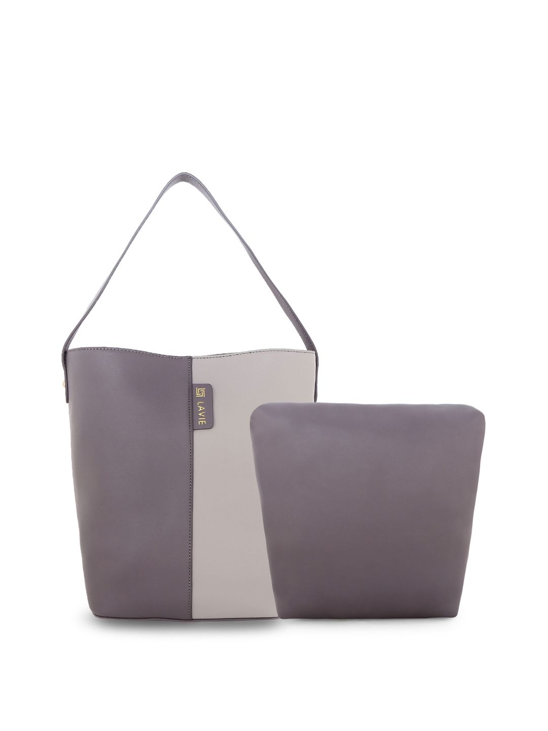 Lavie Grey Colourblocked Shoulder Bag with Pouch Price in India