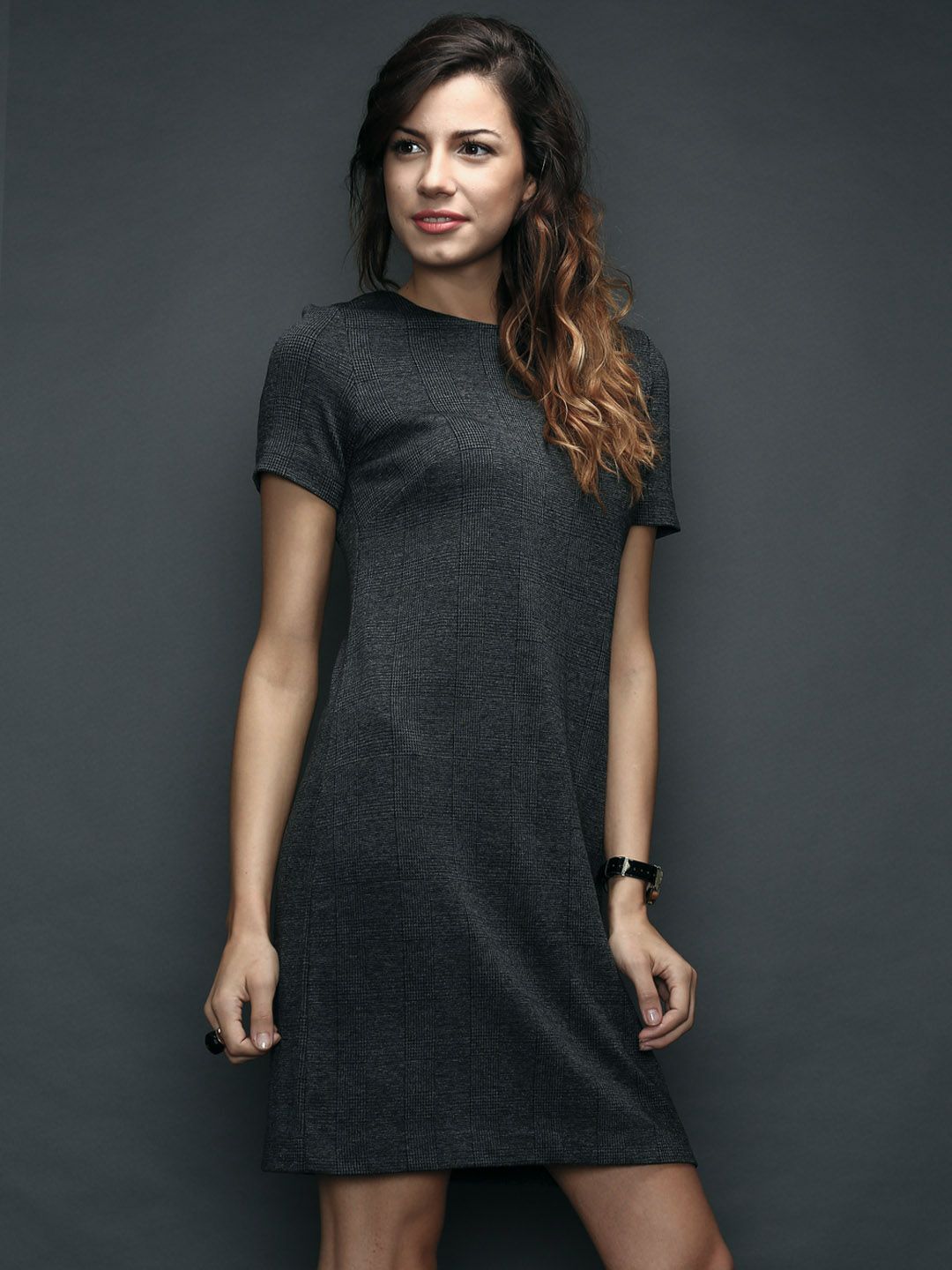 Buy SELA Charcoal Grey Shift Dress - Dresses for Women 976632 | Myntra