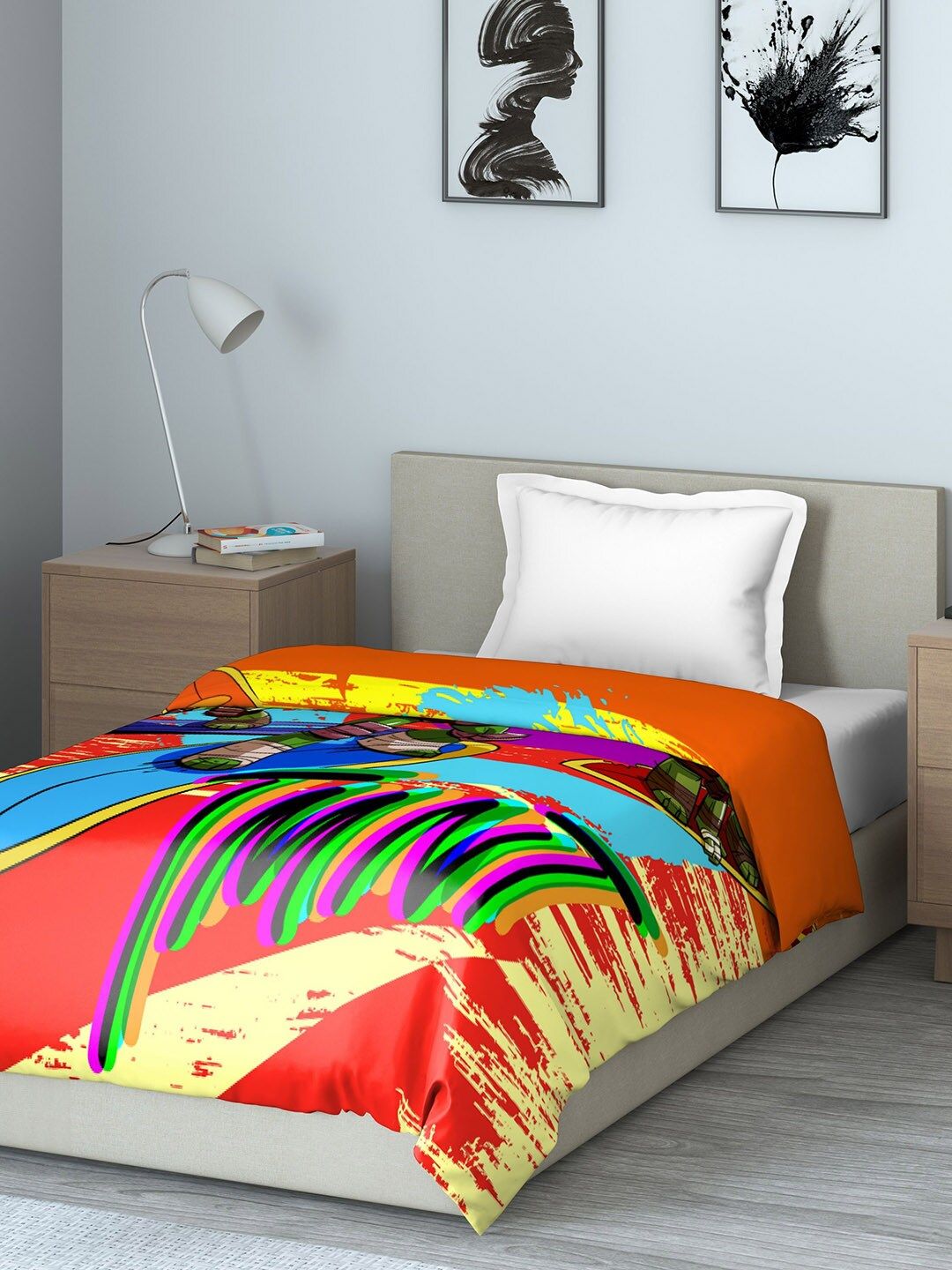 DDecor Orange & Red Cartoon Characters Mid Winter 150 GSM Double Bed Dohar Price in India