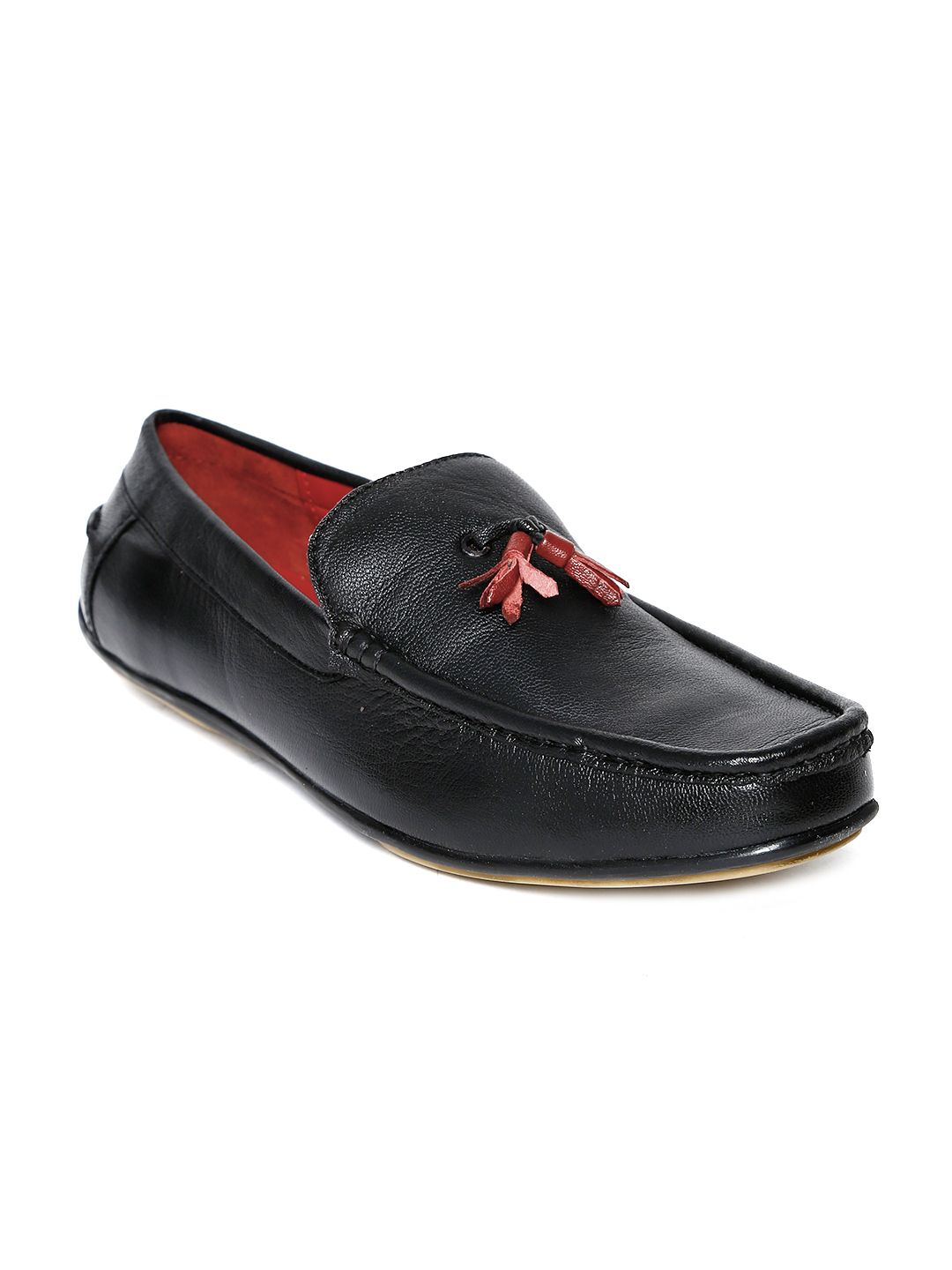 Bata Men Black Leather Loafers