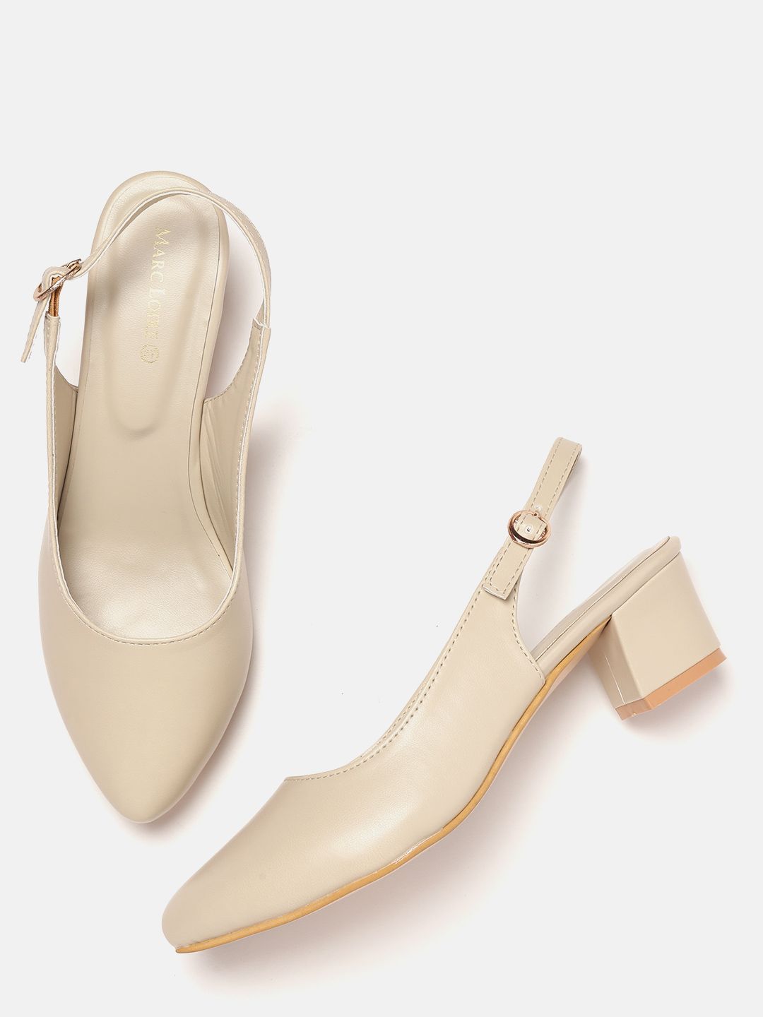 Marc Loire Women Cream-Coloured Solid Pumps