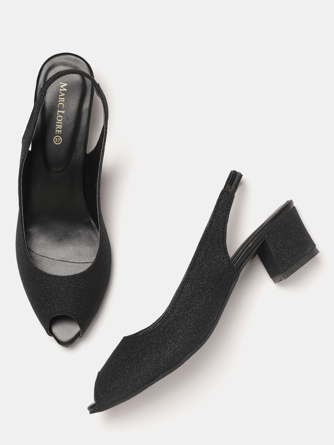 Marc Loire Women Black Solid Peep Toes Heels Price in India