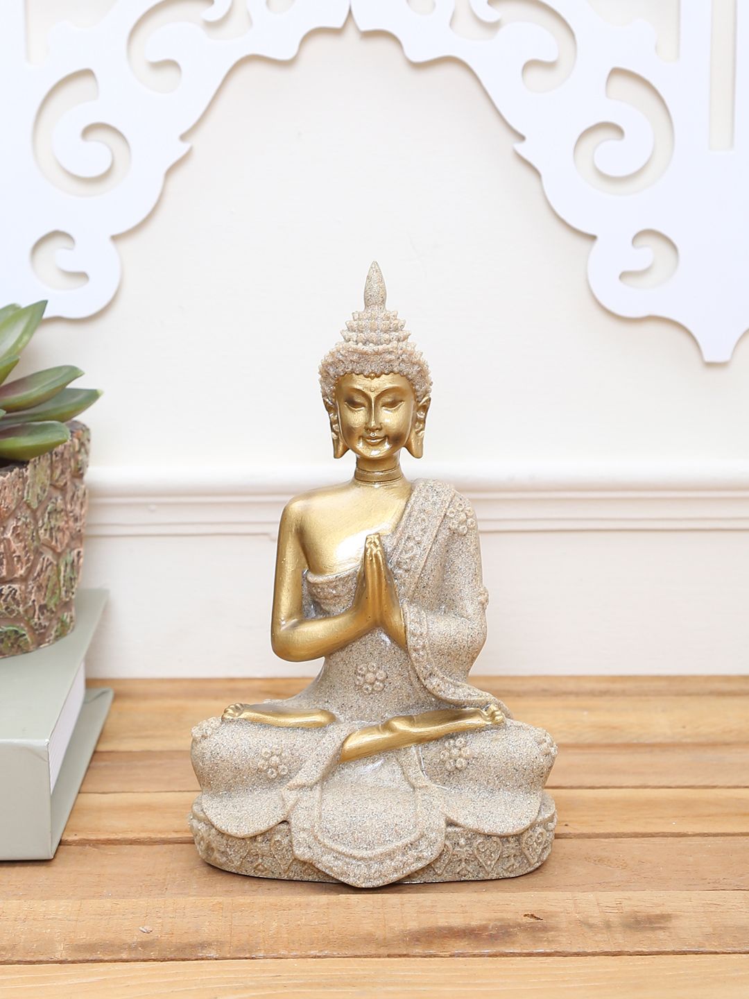 TAYHAA Grey Stone Dust Lord Buddha Showpiece Price in India