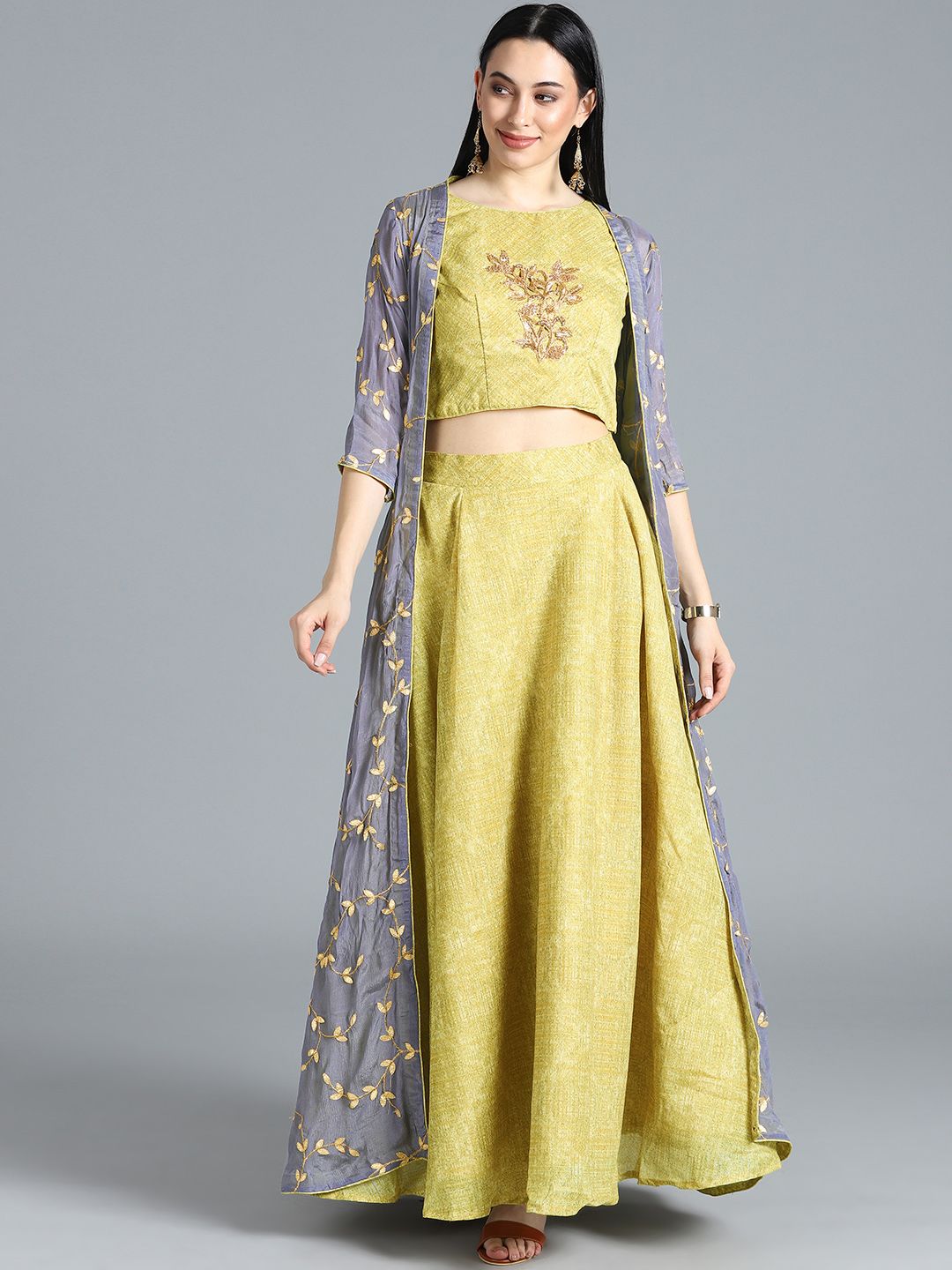 EthnoVogue Green Made to Measure Lehenga with Blouse Price in India