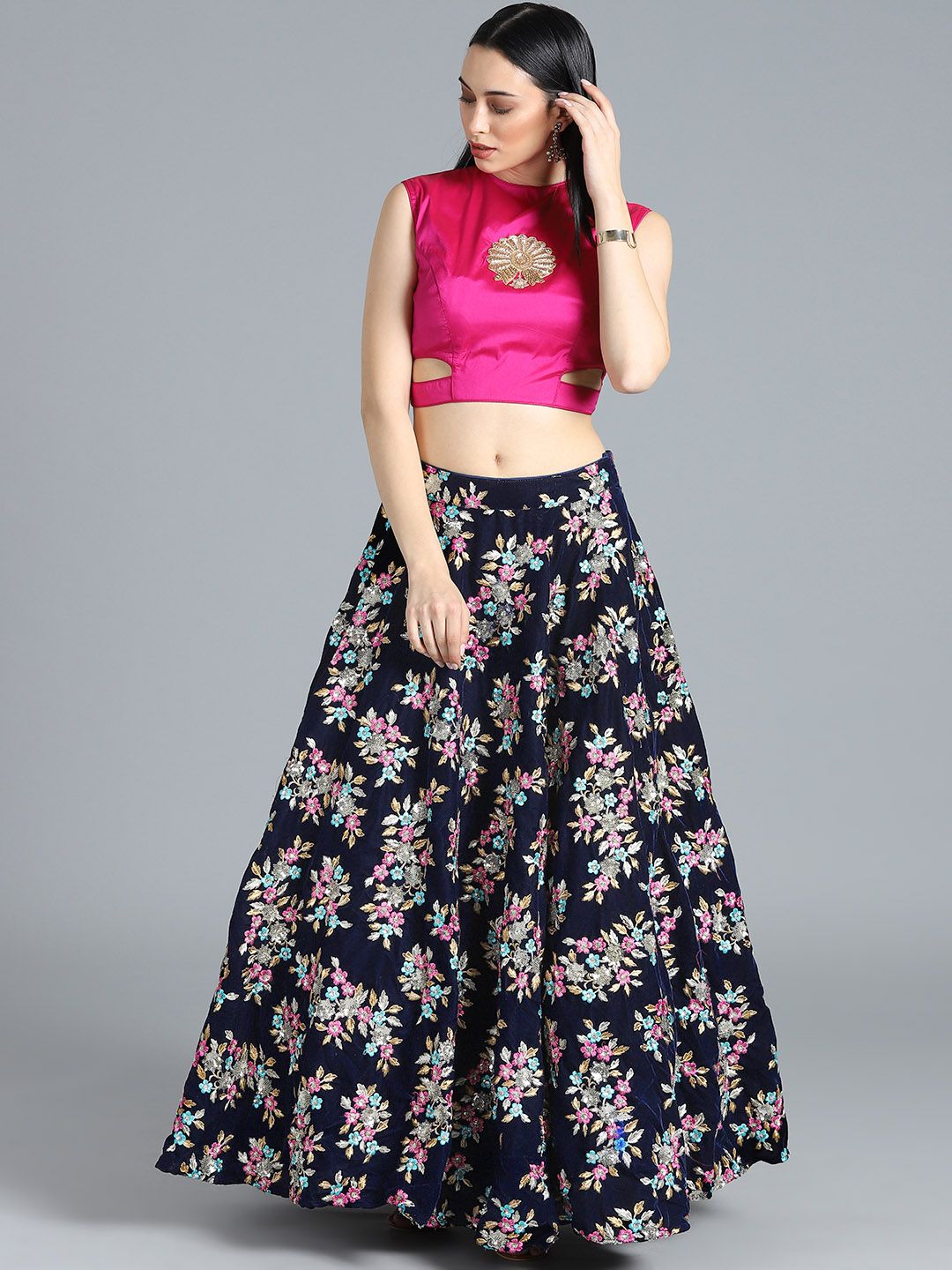 EthnoVogue Pink Made to Measure Lehenga with Blouse Price in India