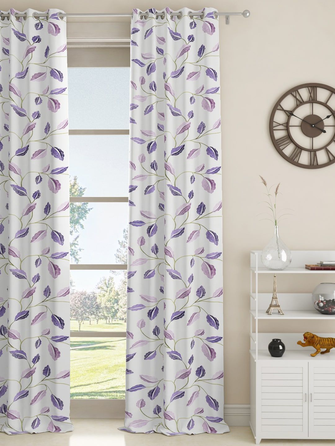 GM White & Purple Single Door Curtains Price in India