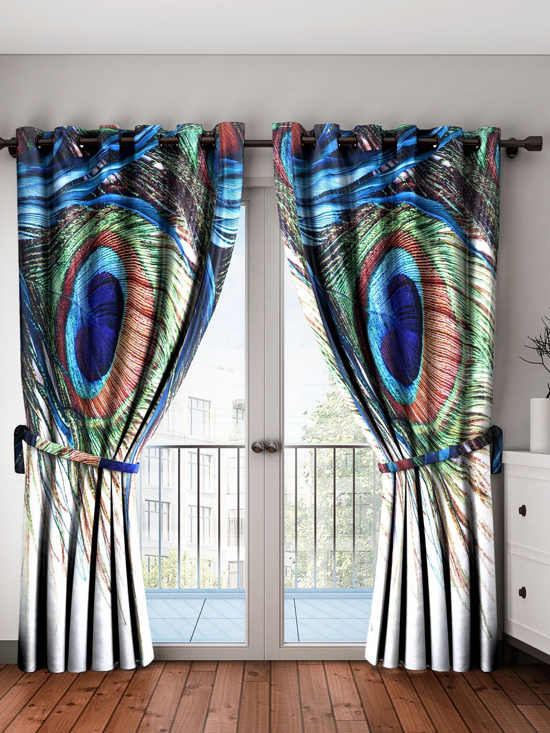 Home Sizzler Multicoloured Set Of 2 Room Darkening Long Door Curtains Price in India