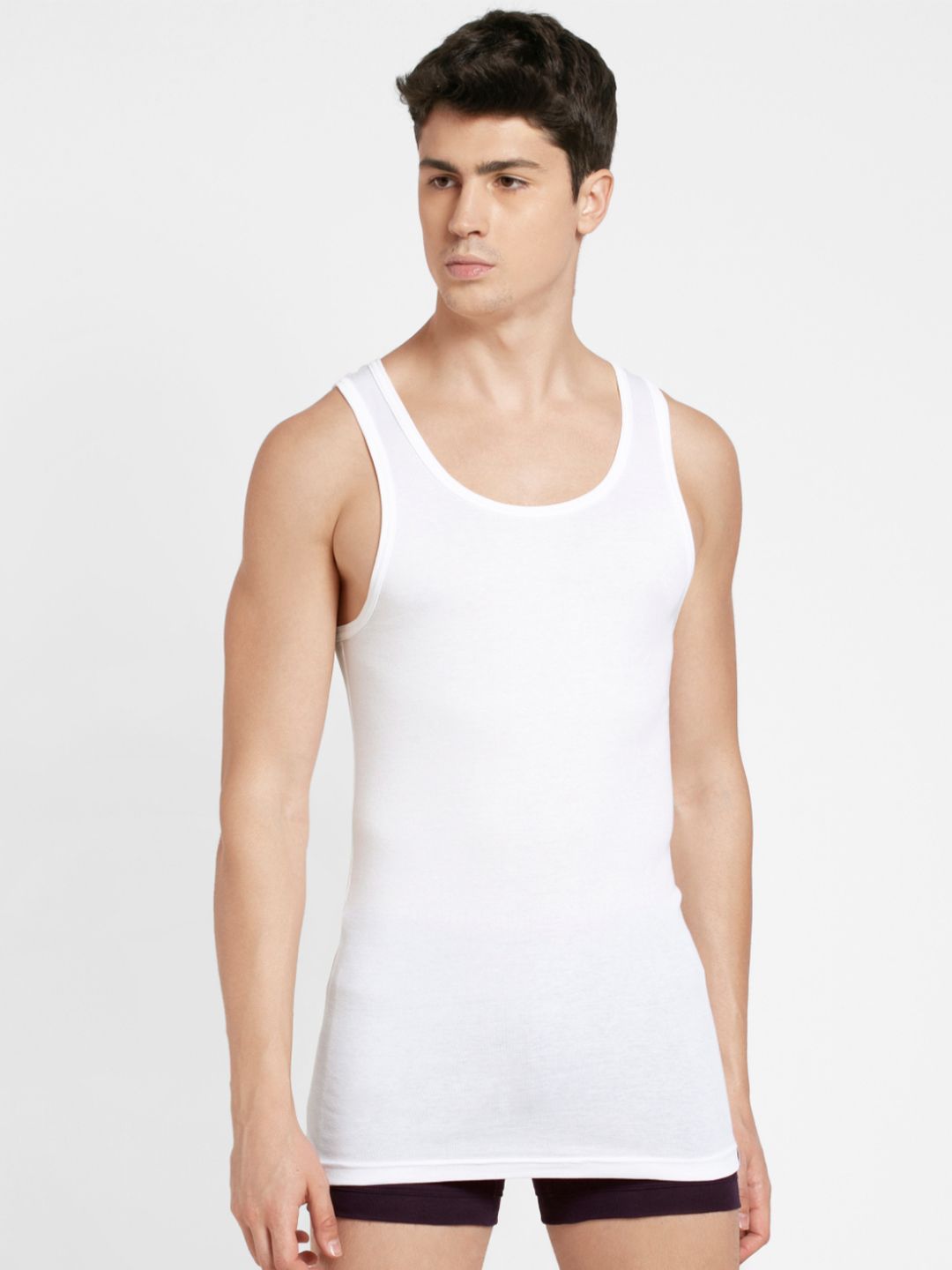 Jockey Men White Solid Innerwear Vest IC13-0105