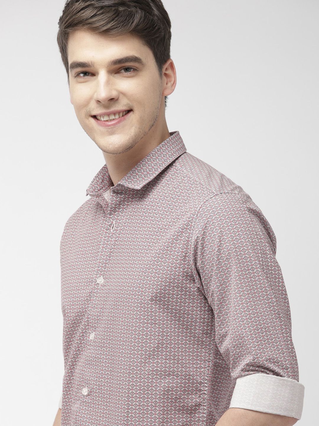 Mast & Harbour Men Maroon & White Printed Casual Shirt