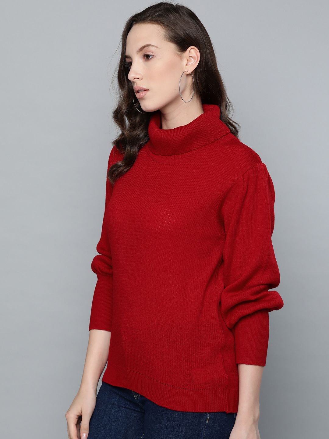 Chemistry Edition Women Red Ribbed Pullover Price in India