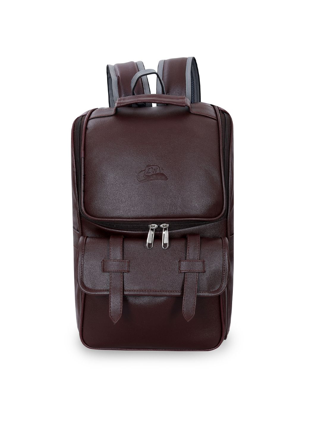 Leather World Unisex Brown Solid Backpack Price in India