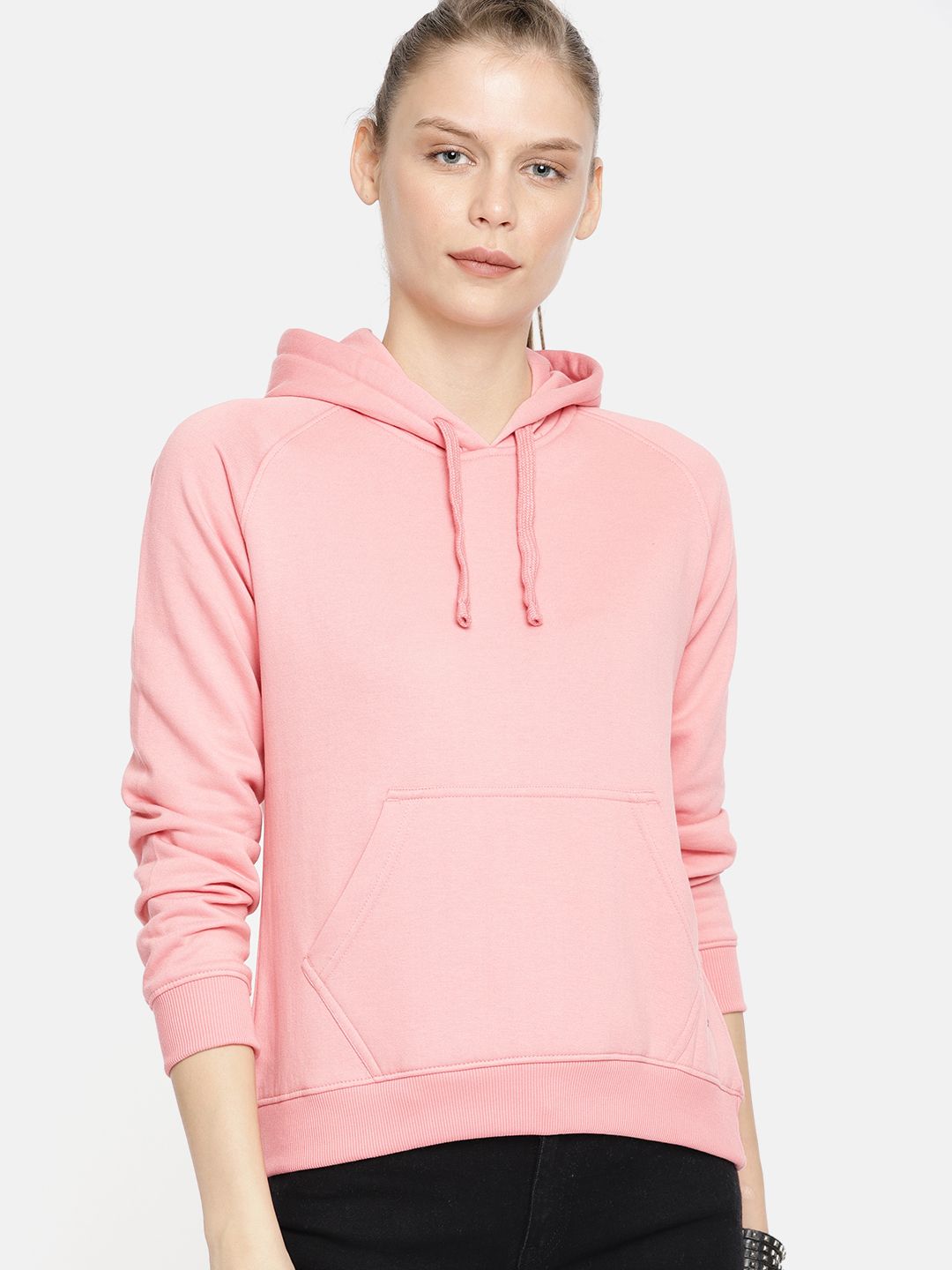 The Roadster Lifestyle Co Women Pink Solid Hooded Sweatshirt Price in India