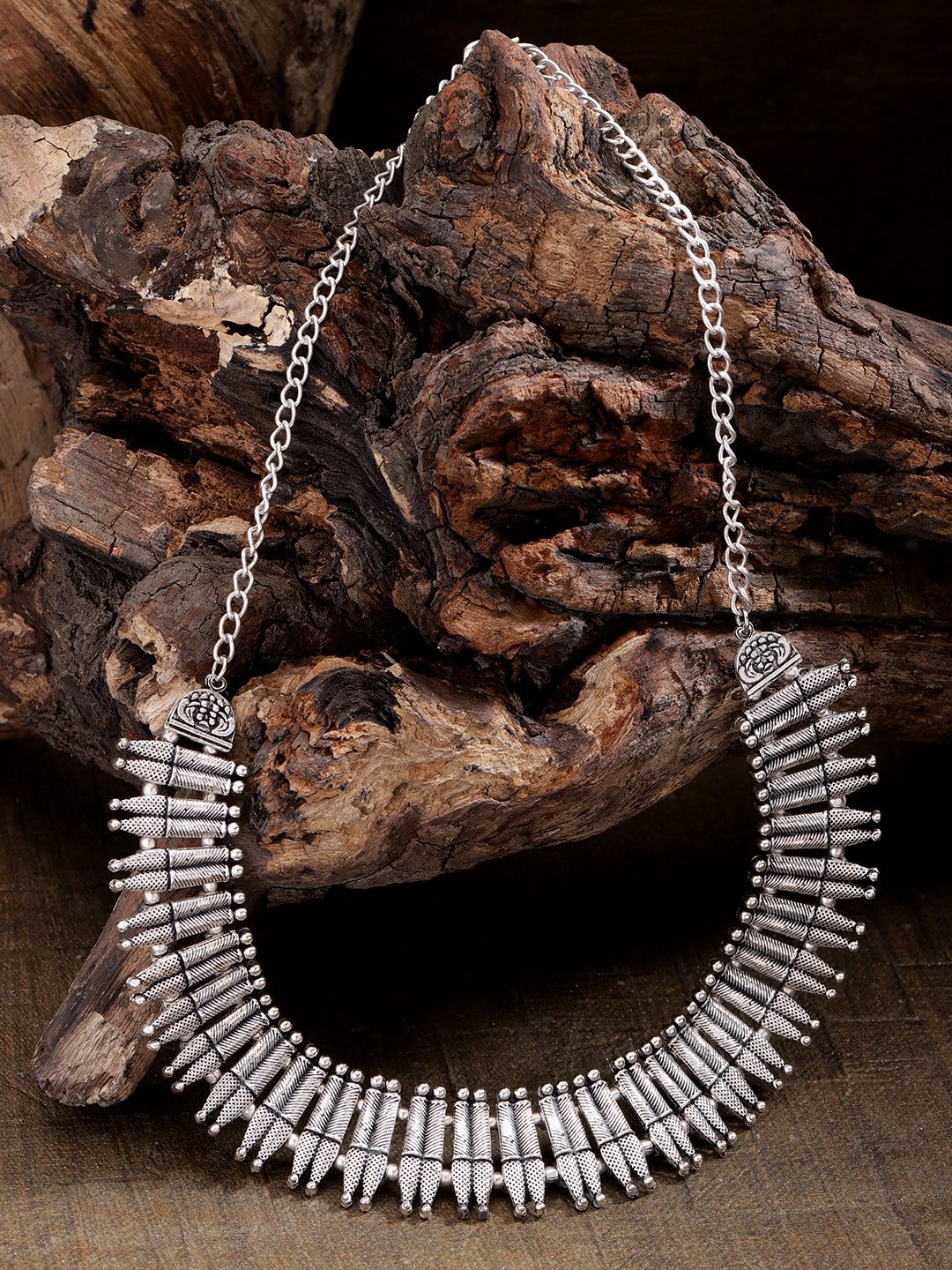 Priyaasi Women Oxidised German Silver-Plated Necklace Price in India