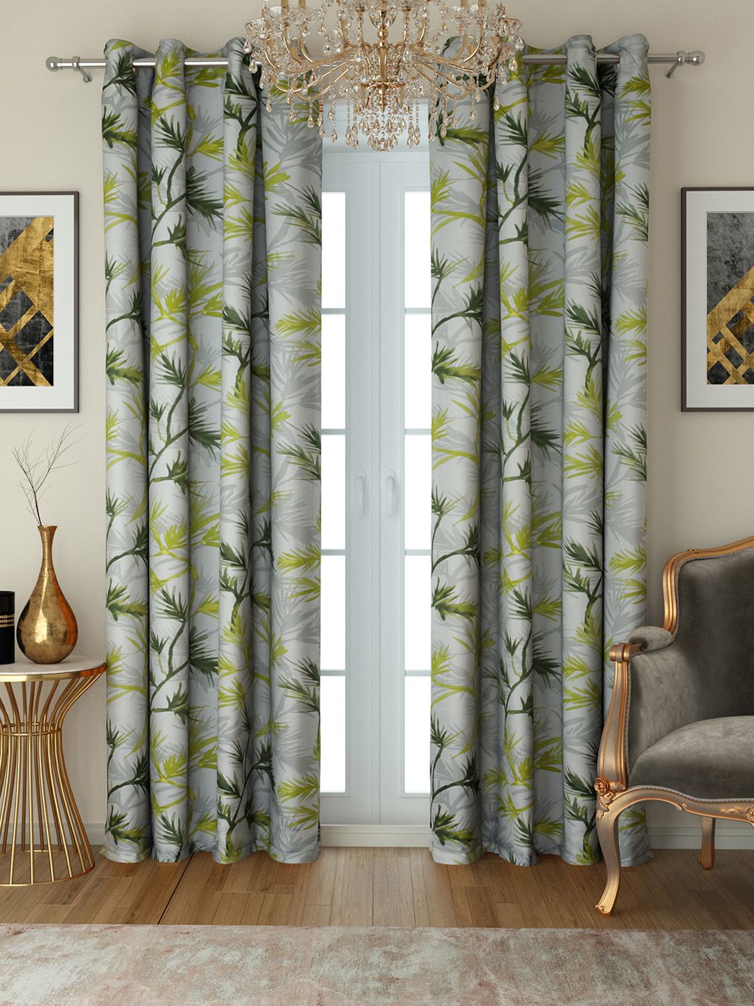 SWAYAM Set of 2 Long Door Silk Curtains Price in India