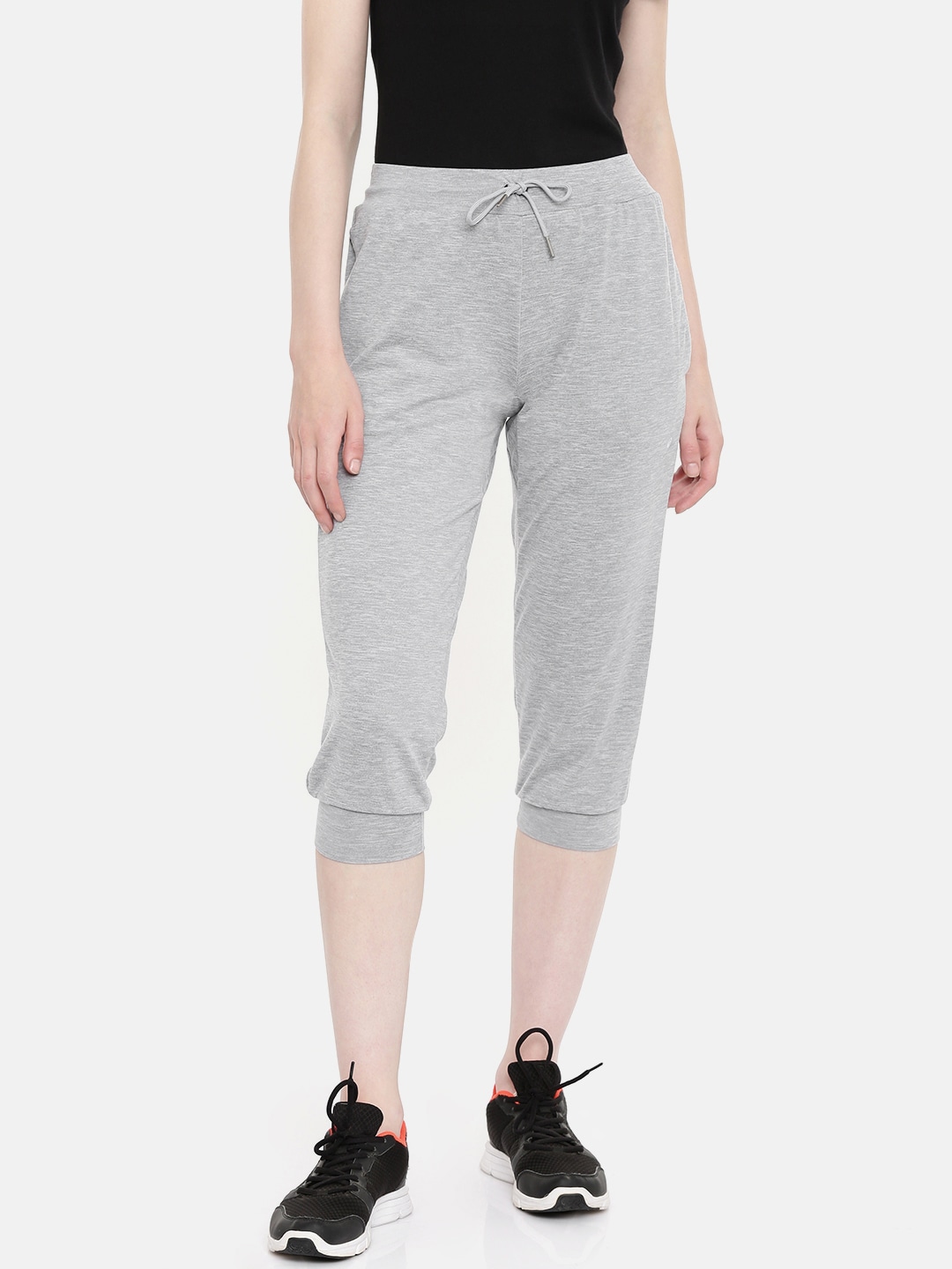 ASICS Women Grey Melange Solid Straight Fit Cropped D1 Training Joggers Price in India